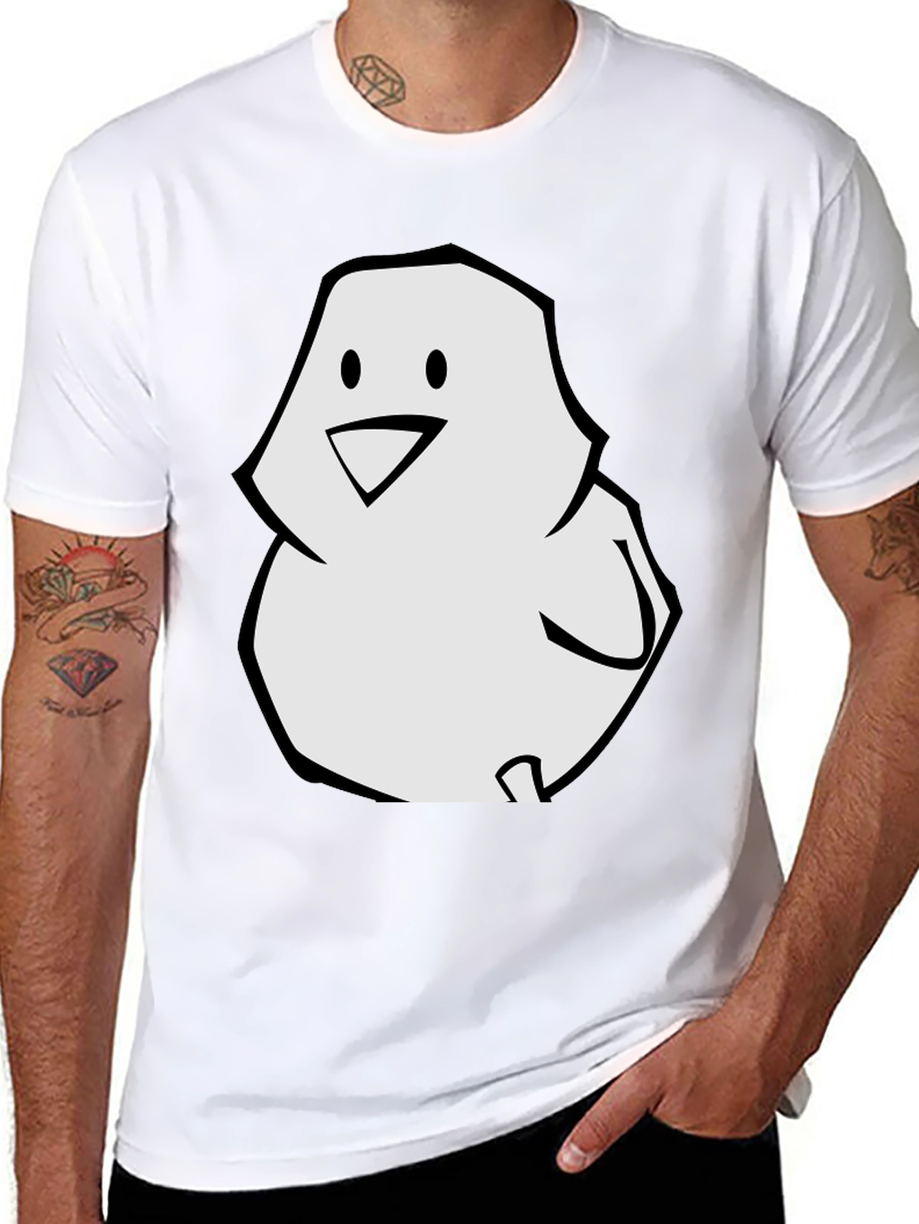 Cartoon Chick Graphic Tee - Black