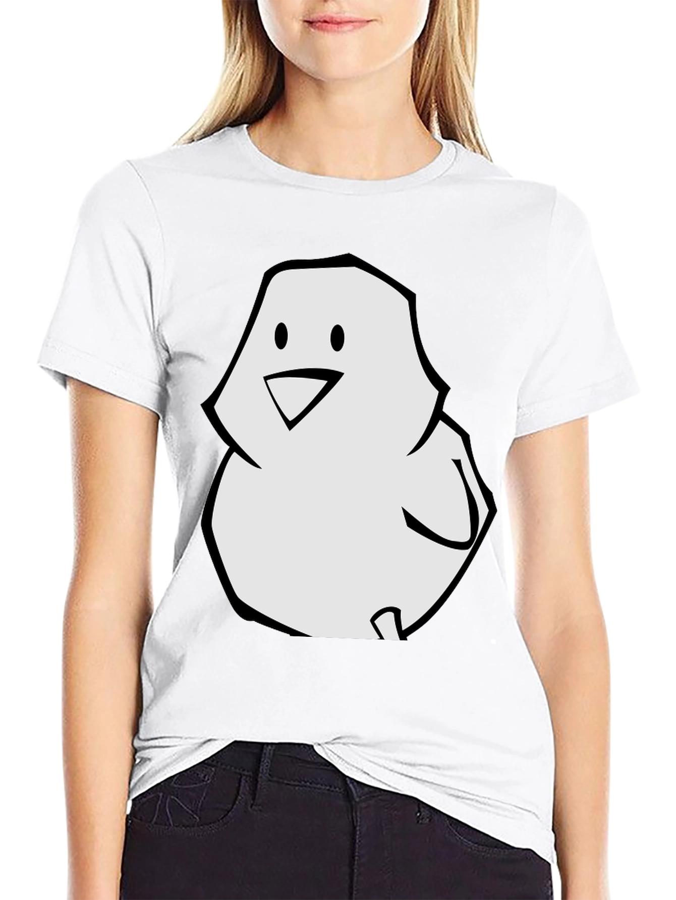 Cartoon Chick Graphic Tee - Black