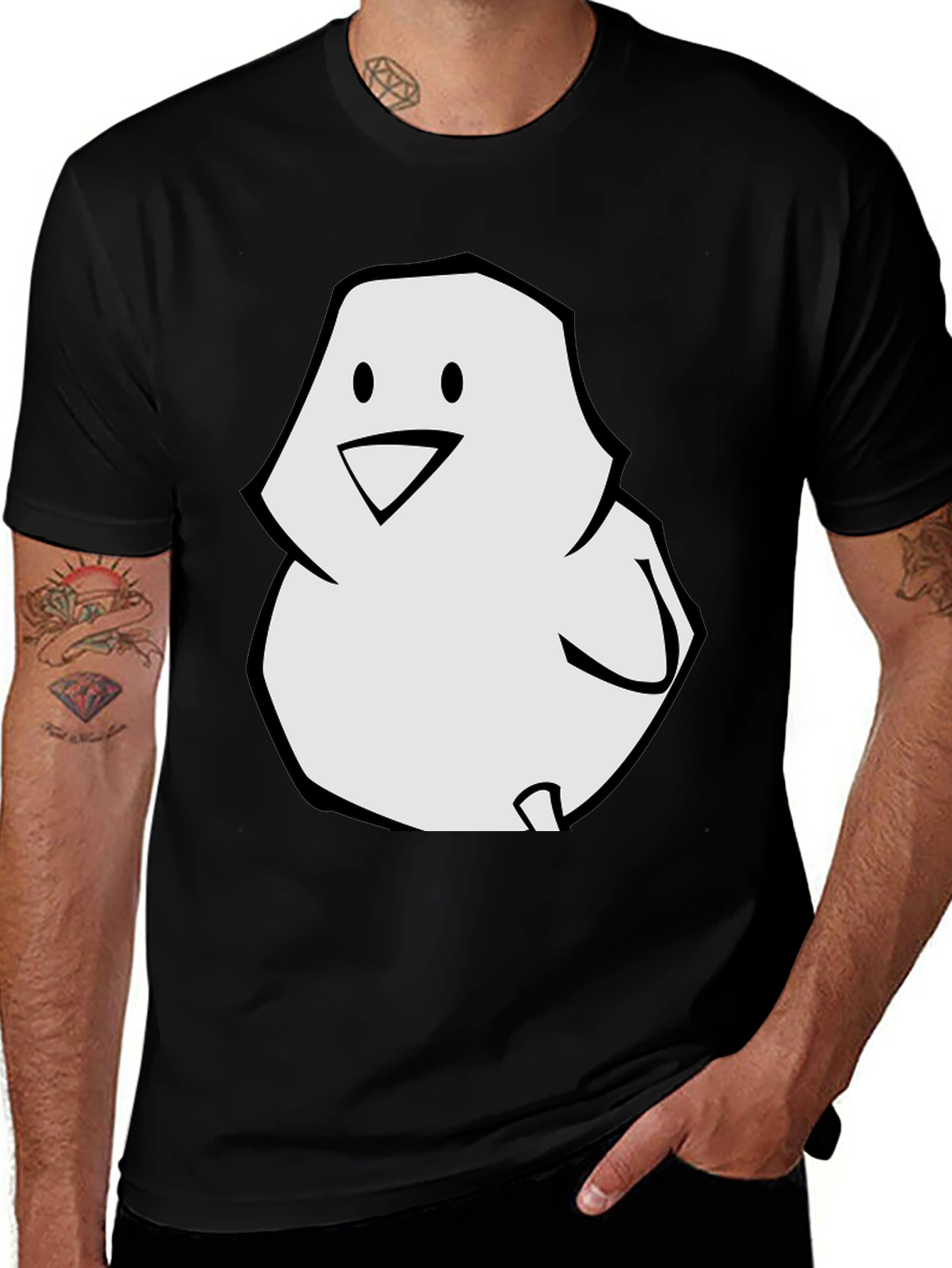 Cartoon Chick Graphic Tee - Black