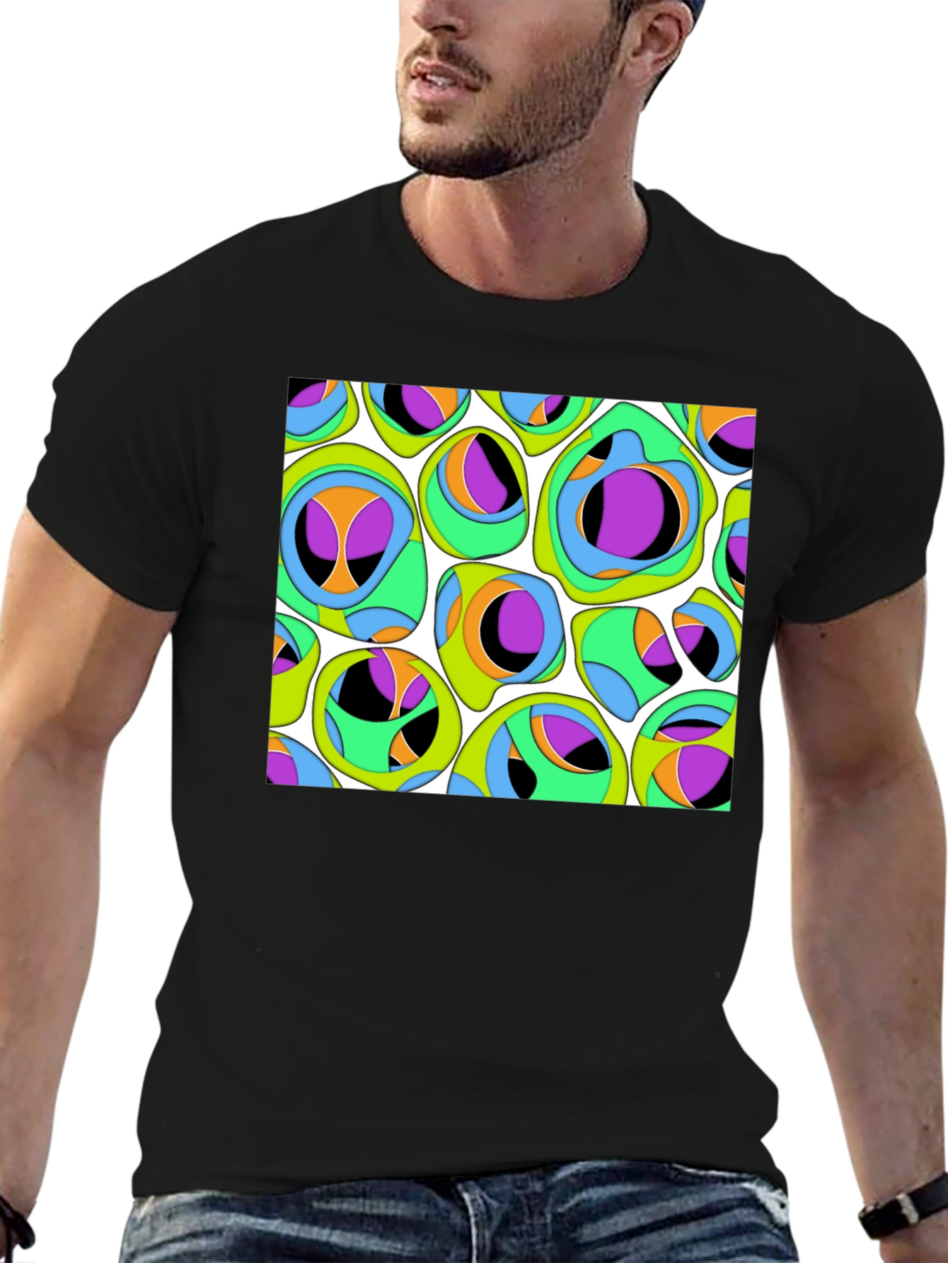 Retro Graphic Tee - Psychedelic Pattern T-Shirt