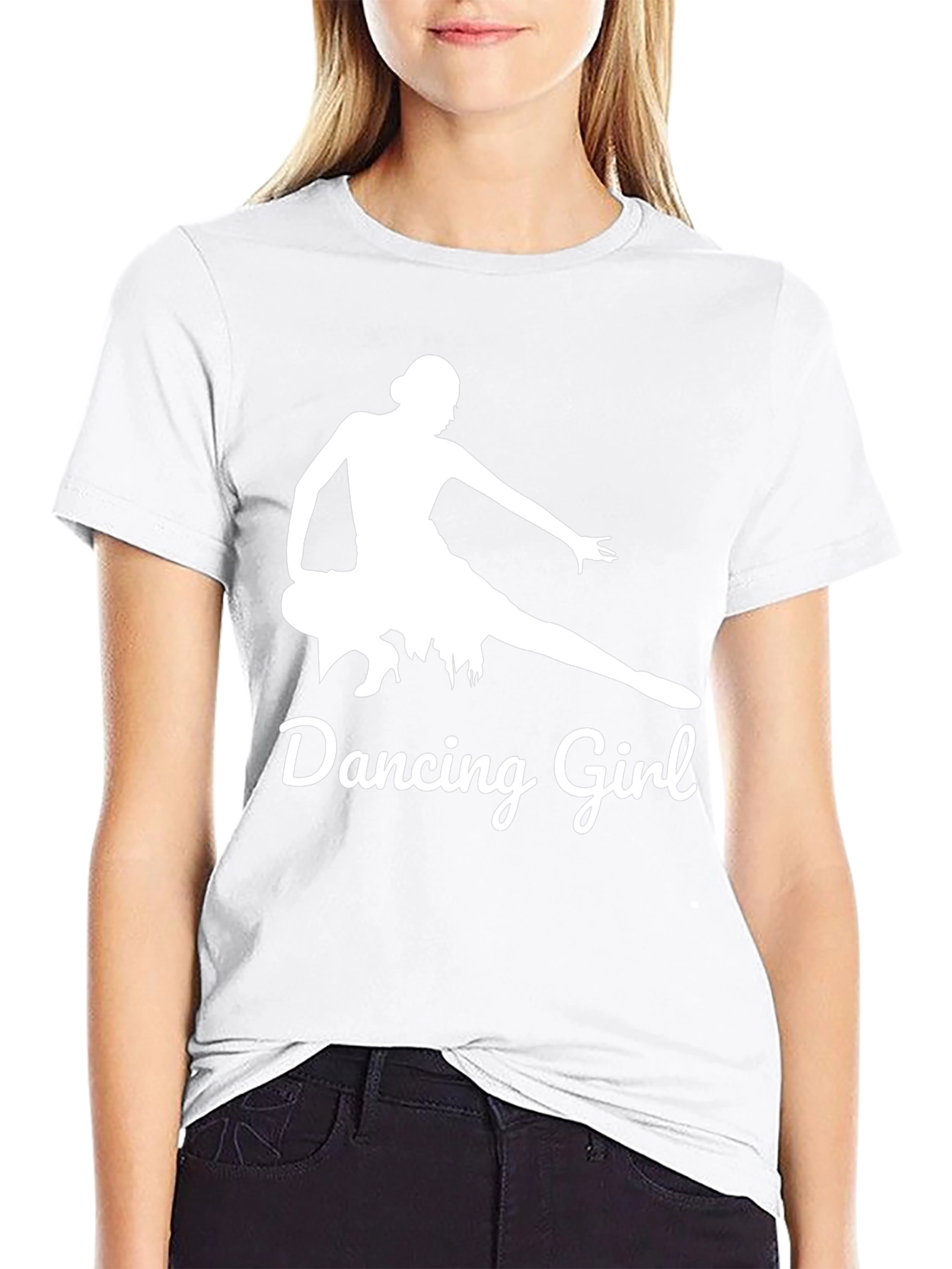 Dancing Girl Graphic Tee - Stylish Black Cotton Shirt