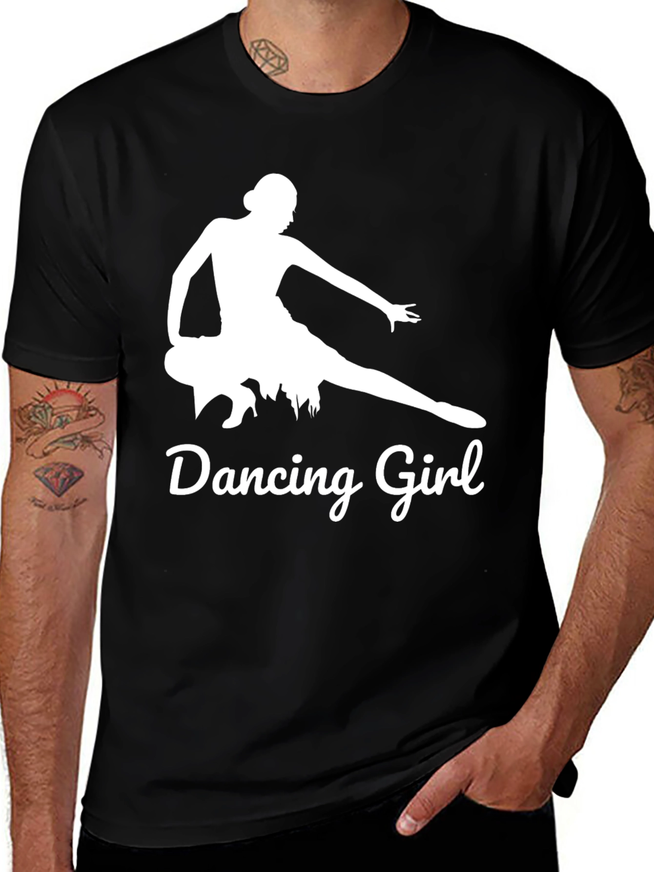 Dancing Girl Graphic Tee - Stylish Black Cotton Shirt