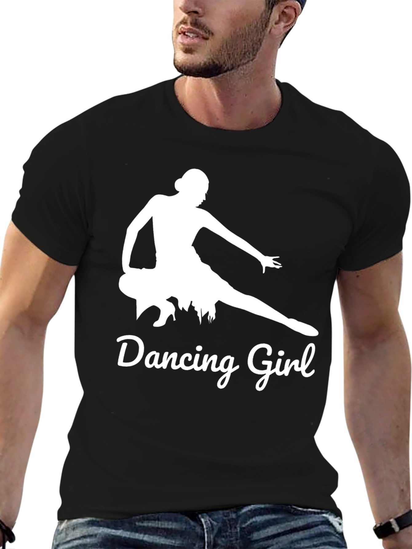 Dancing Girl Graphic Tee - Stylish Black Cotton Shirt