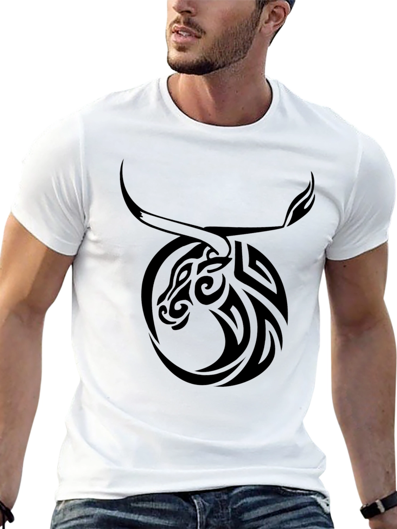 Taurus Zodiac Tribal Graphic Black T-Shirt