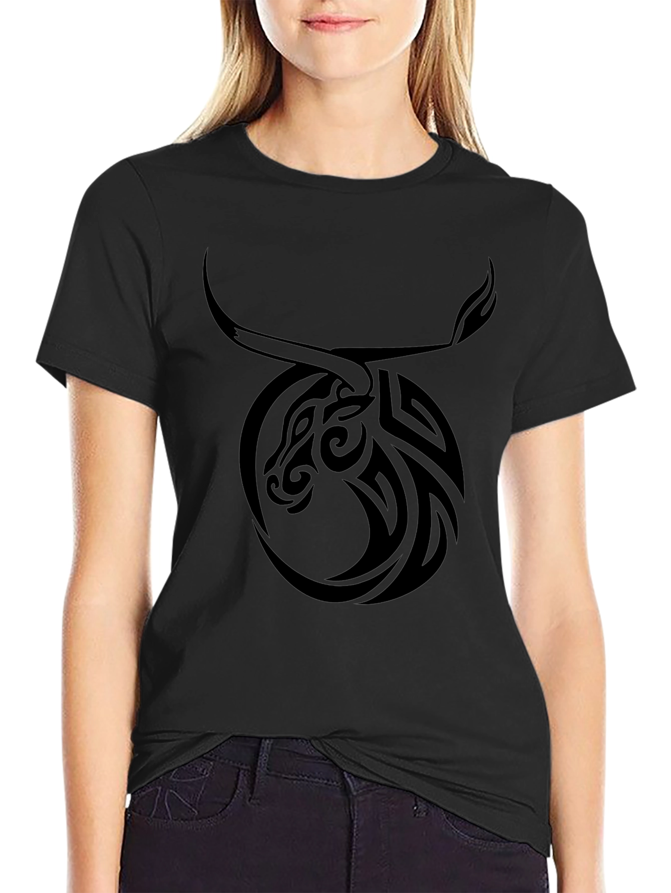 Taurus Zodiac Tribal Graphic Black T-Shirt