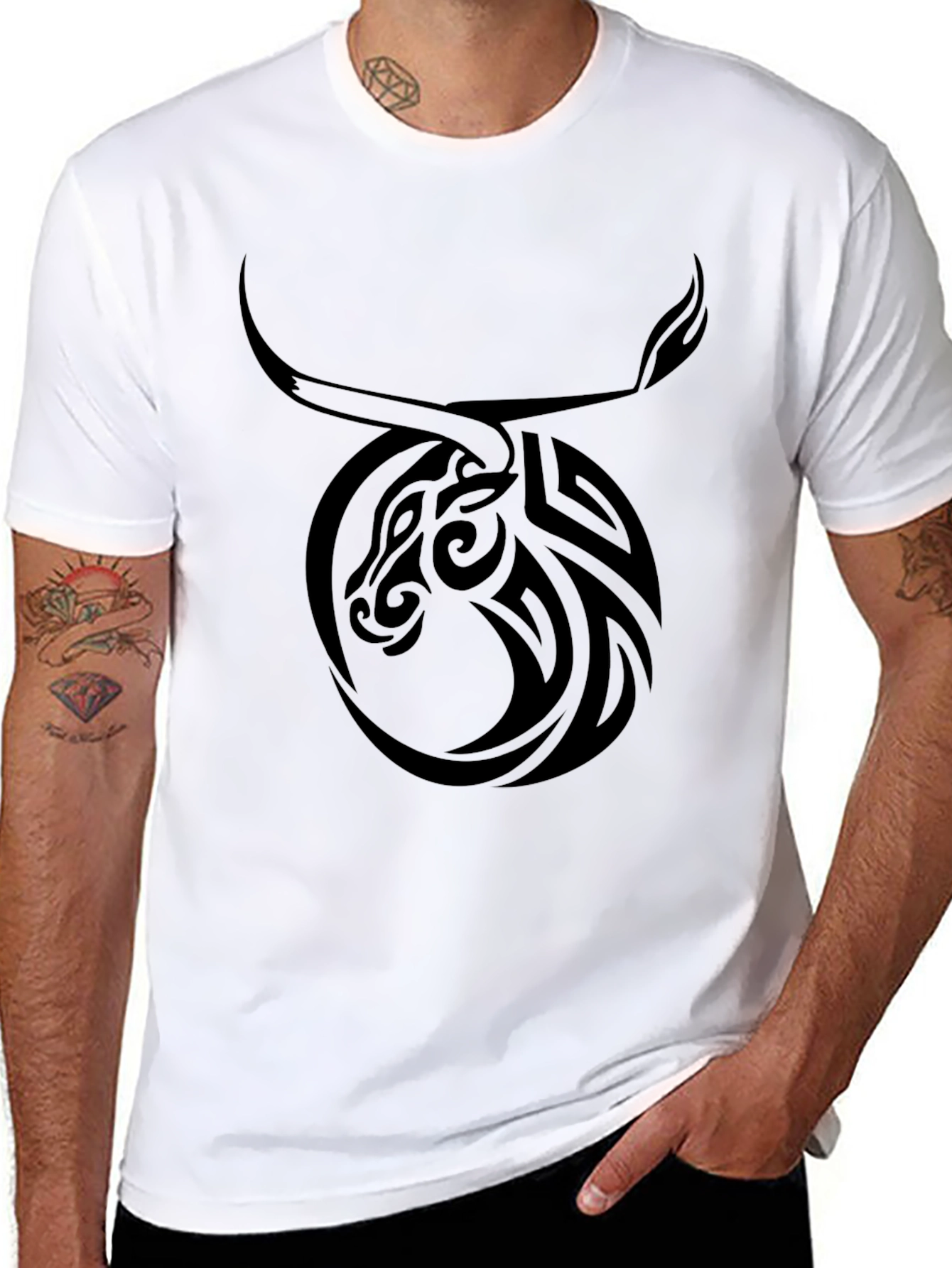 Taurus Zodiac Tribal Graphic Black T-Shirt