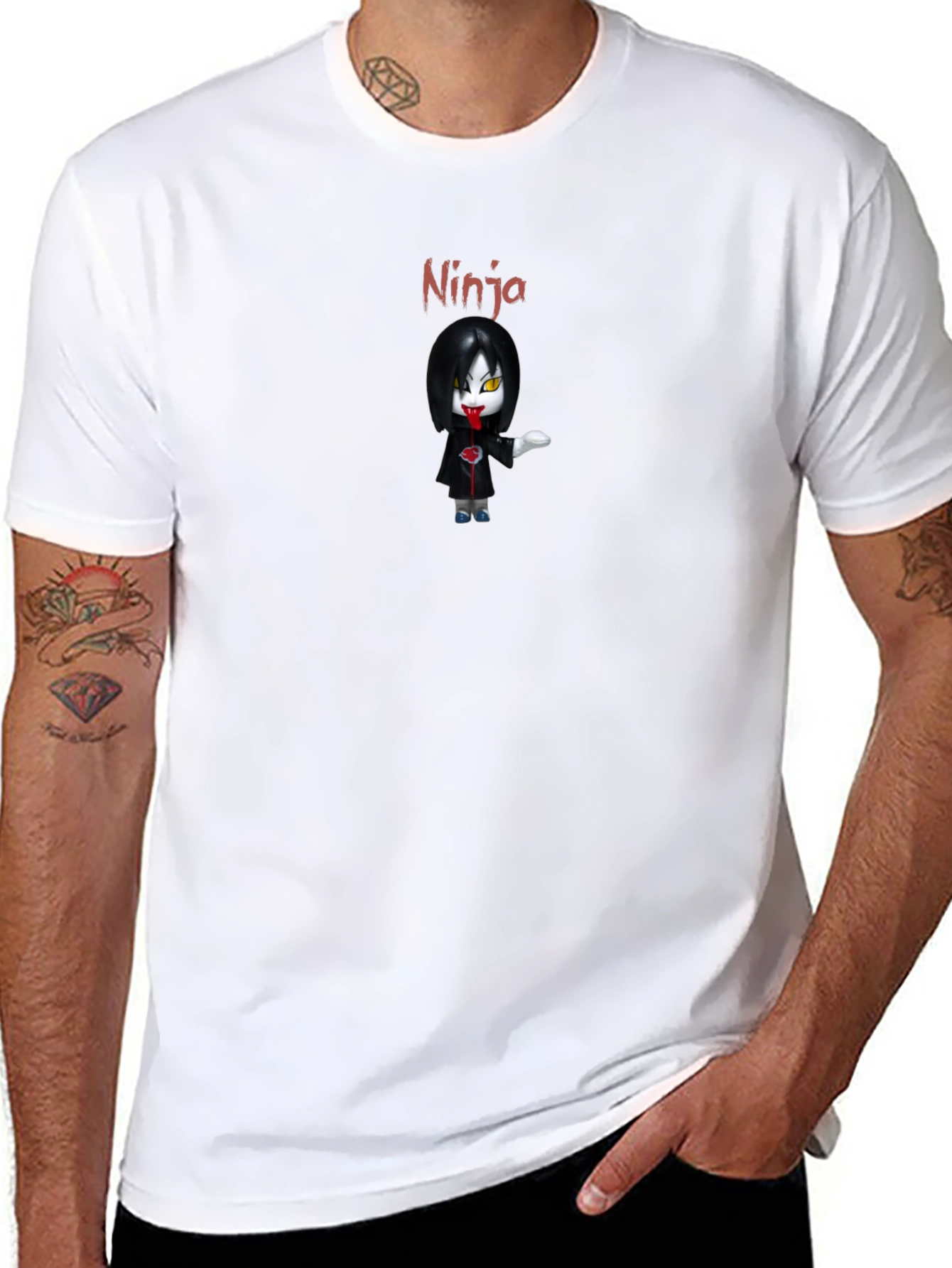 Ninja Anime Character Graphic Black T-Shirt