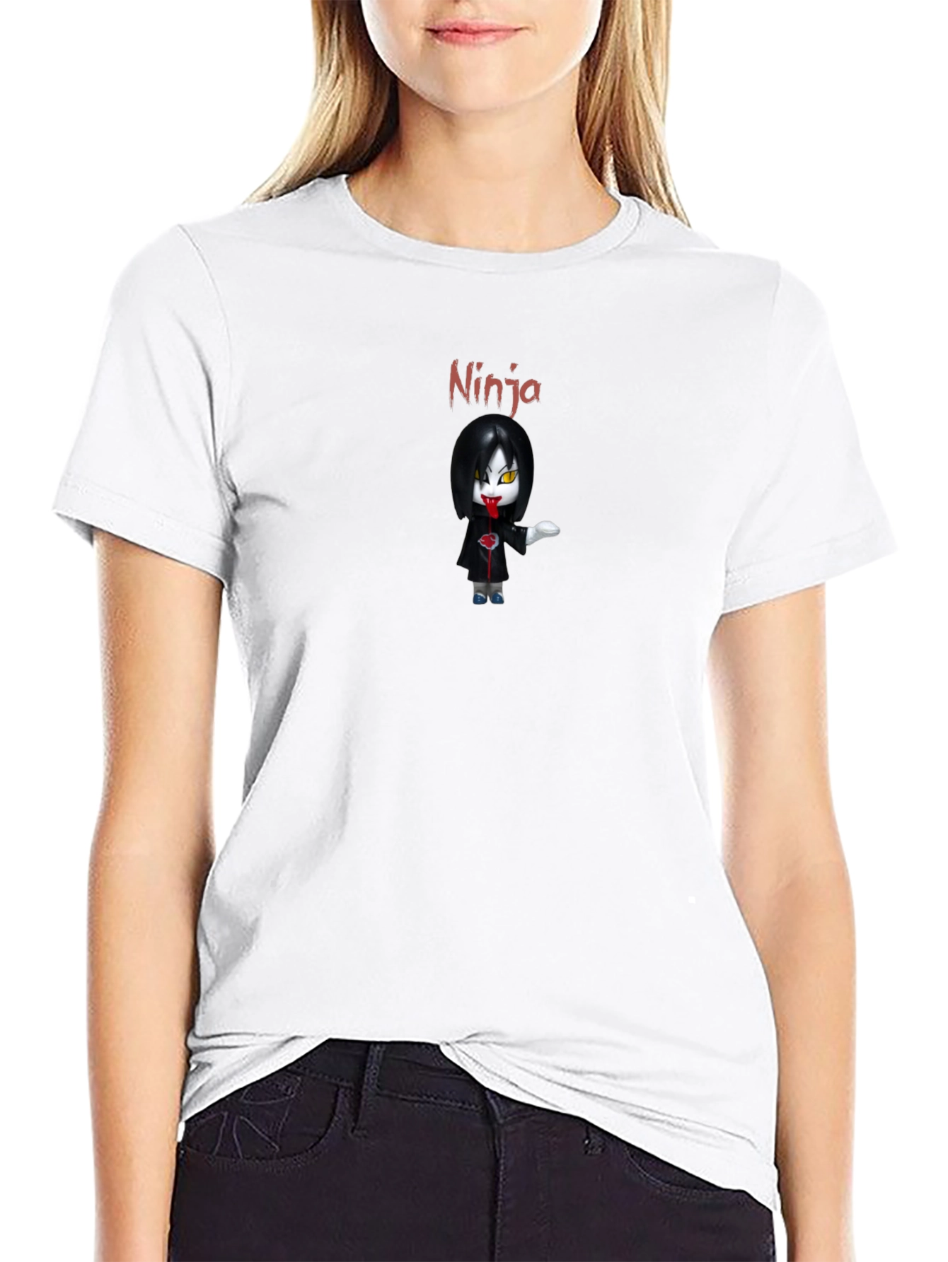 Ninja Anime Character Graphic Black T-Shirt