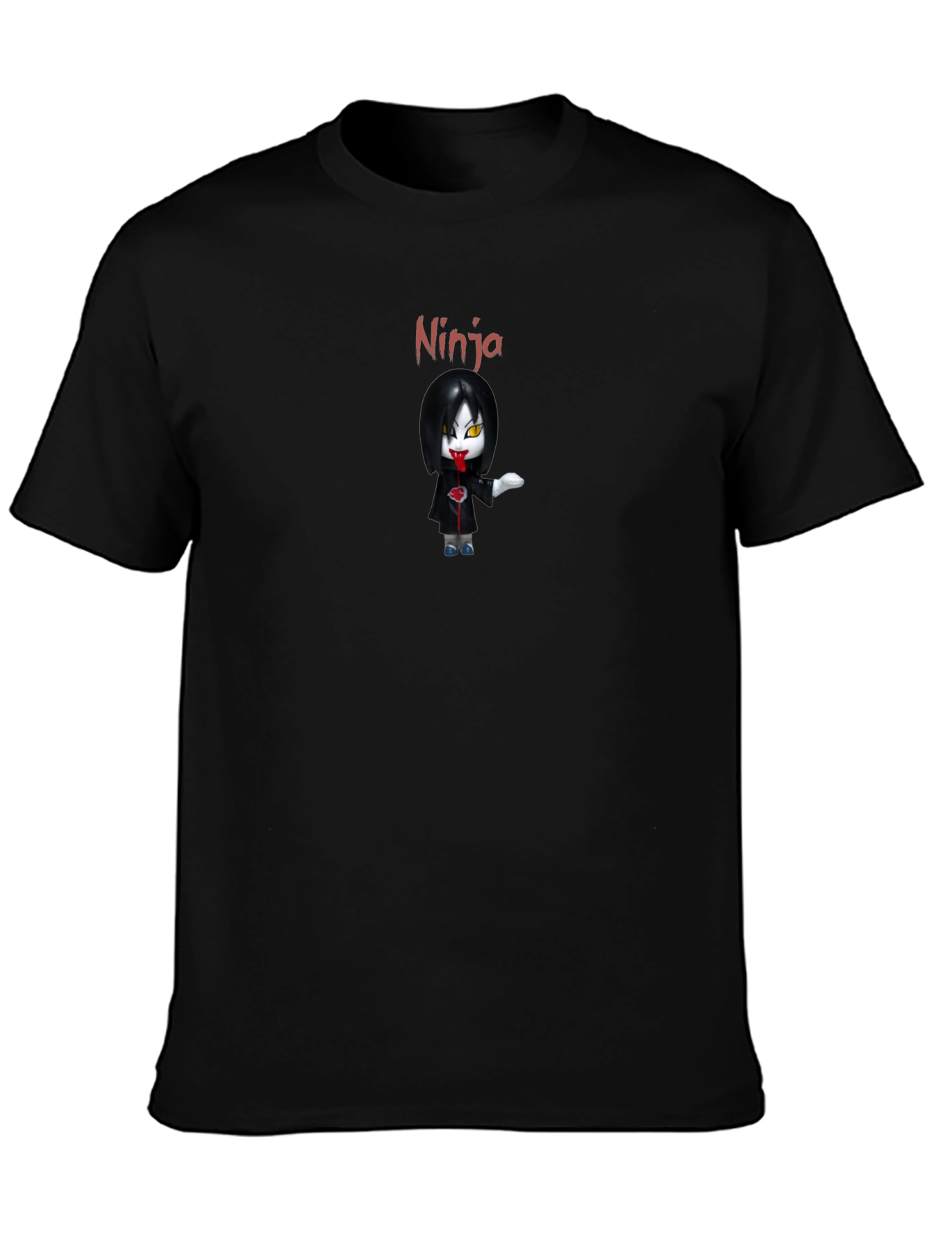 Ninja Anime Character Graphic Black T-Shirt