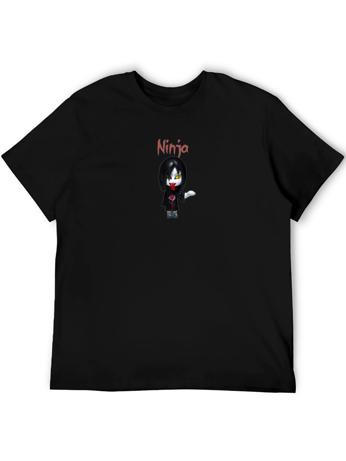 Ninja Anime Character Graphic Black T-Shirt