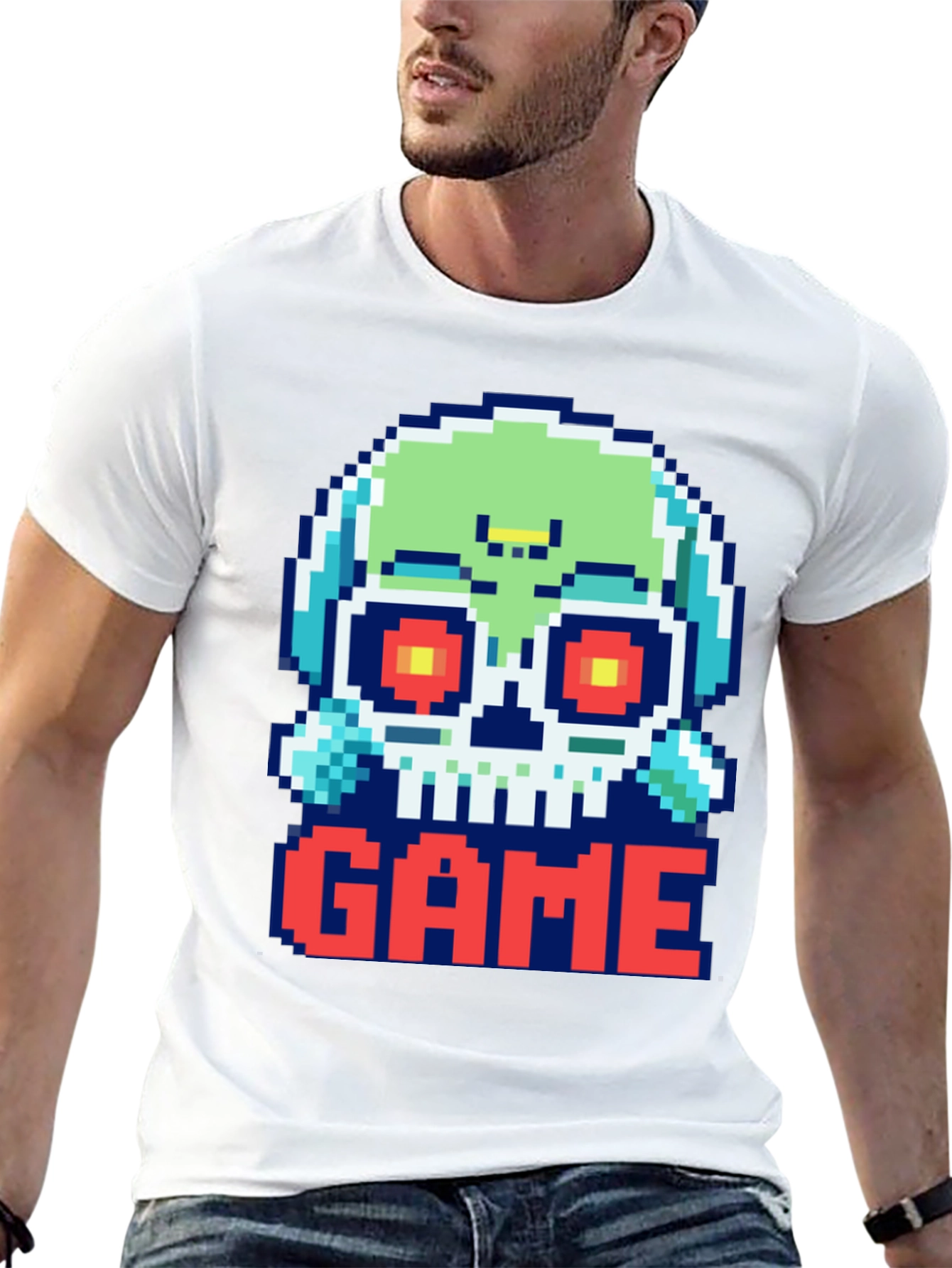Pixel Art Skull GAME T-Shirt - Gamer Style