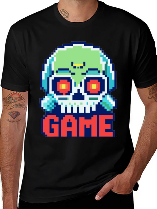 Pixel Art Skull GAME T-Shirt - Gamer Style