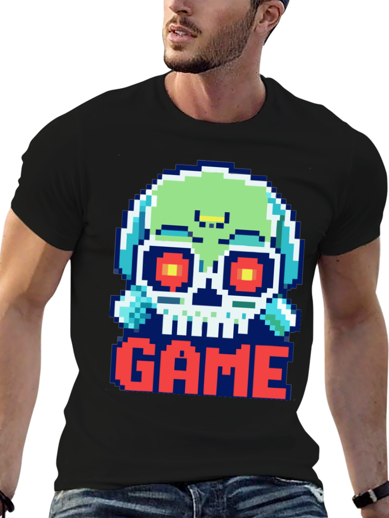 Pixel Art Skull GAME T-Shirt - Gamer Style