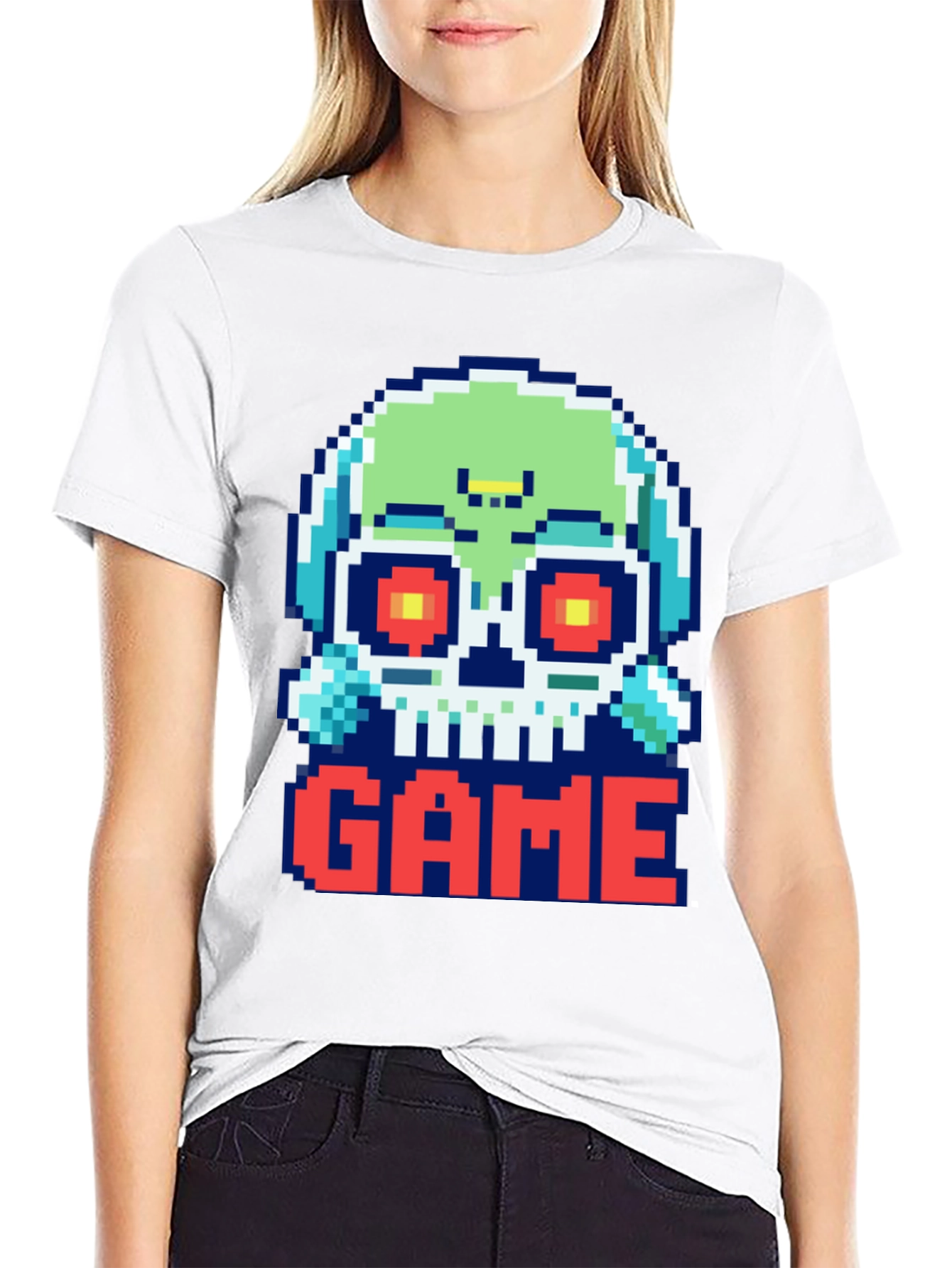Pixel Art Skull GAME T-Shirt - Gamer Style