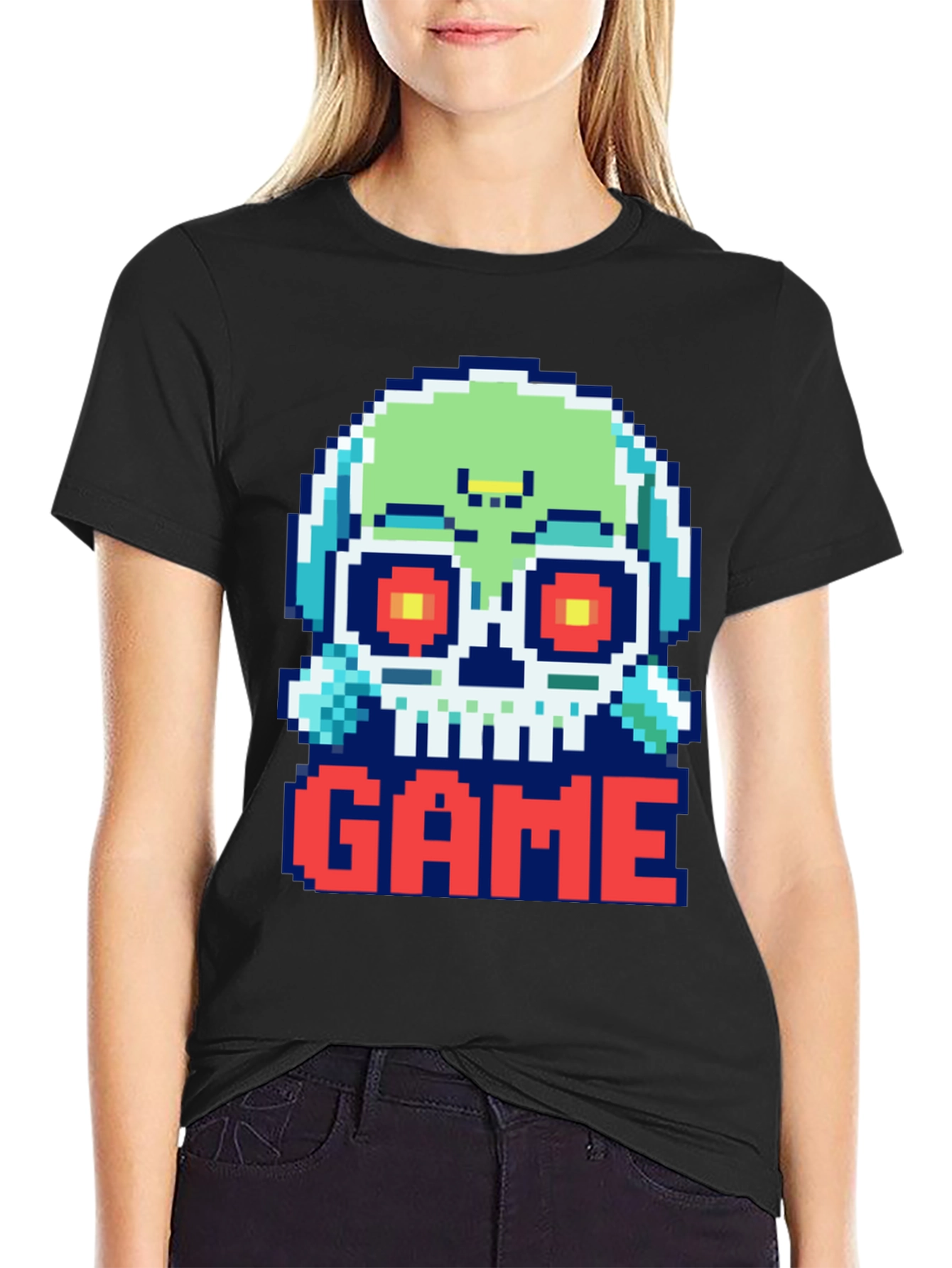 Pixel Art Skull GAME T-Shirt - Gamer Style