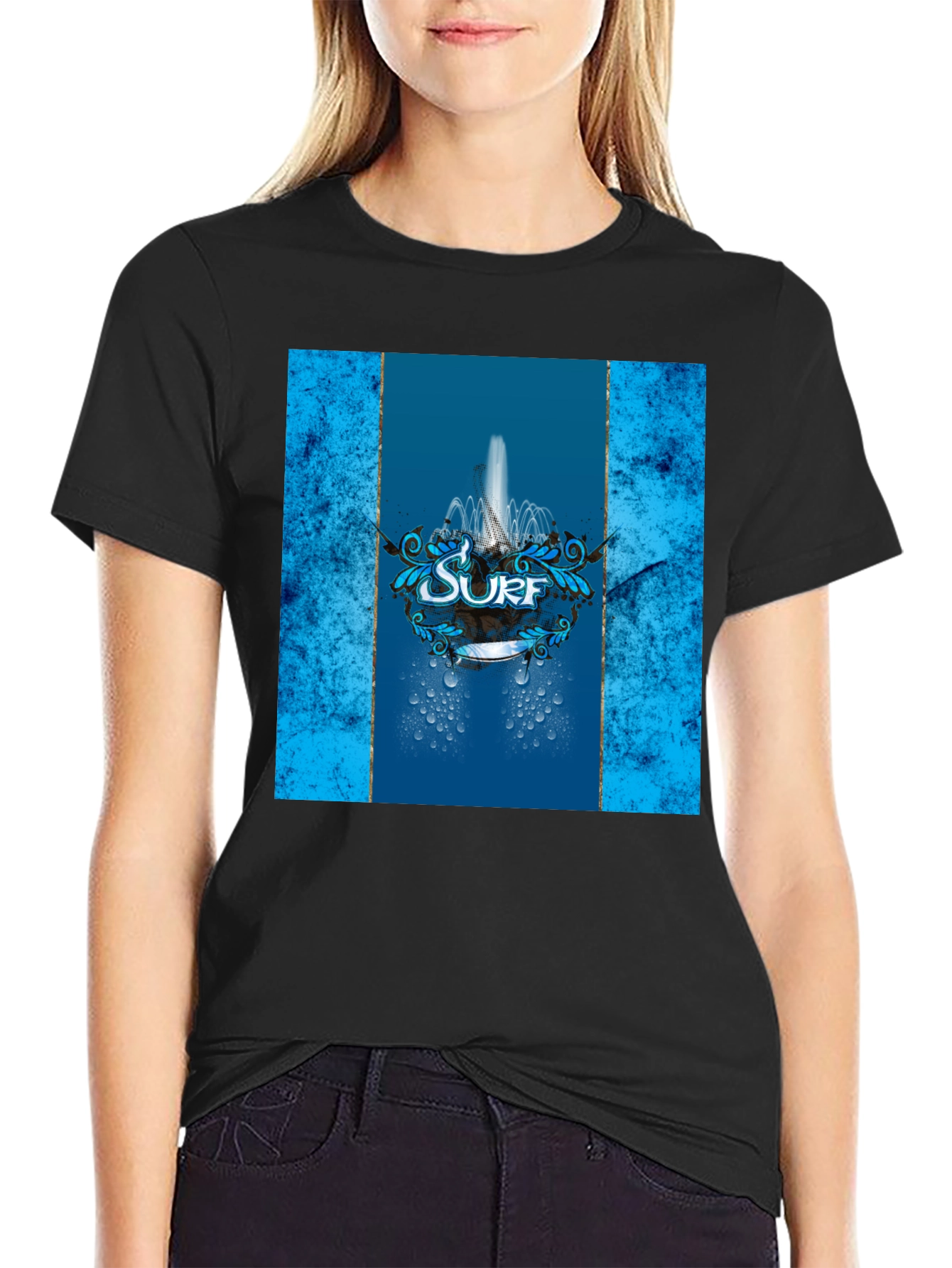 Surf Graphic Black T-Shirt - Coastal Style