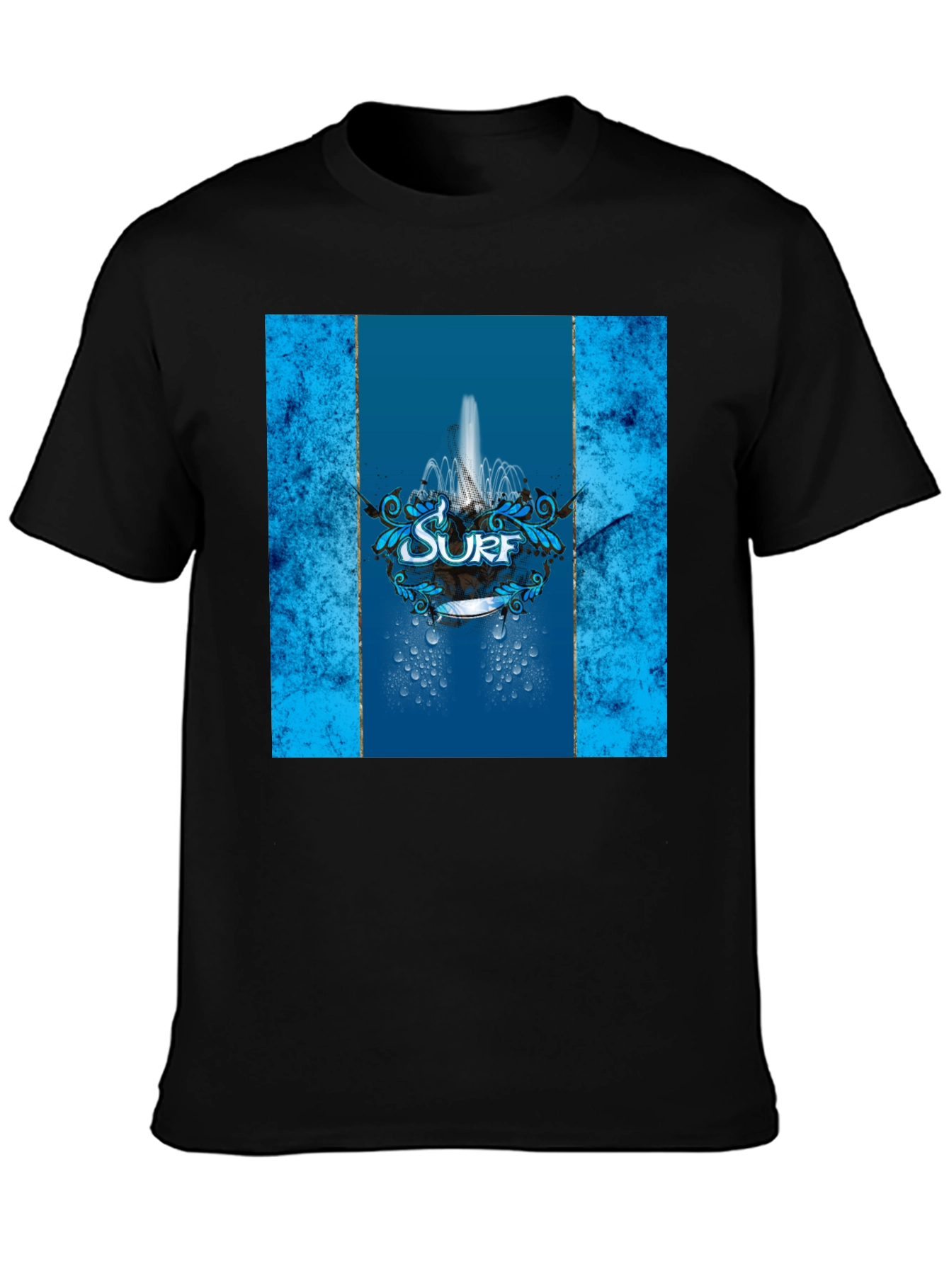 Surf Graphic Black T-Shirt - Coastal Style