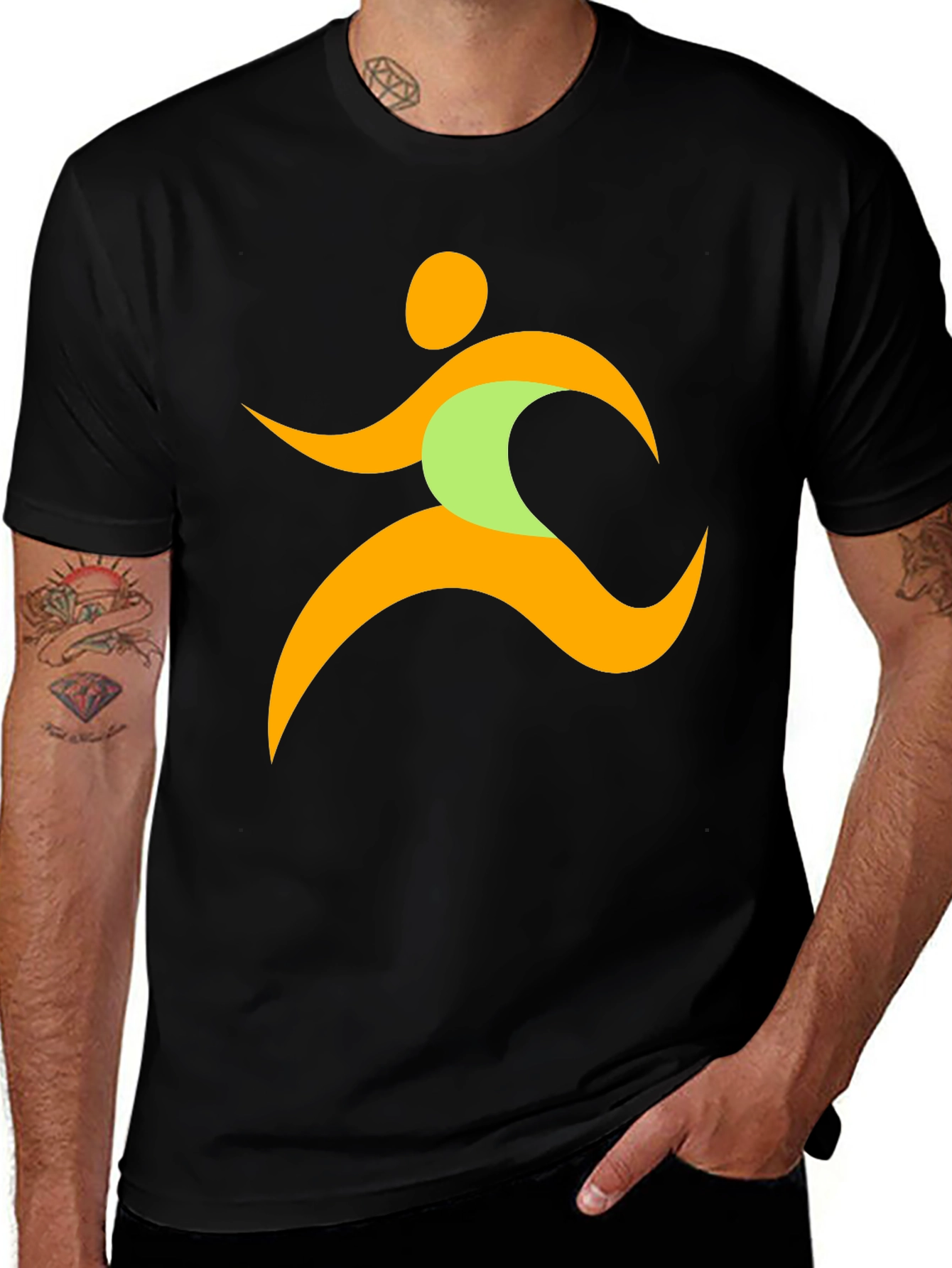 Running Man Graphic Tee - Black Casual T-Shirt