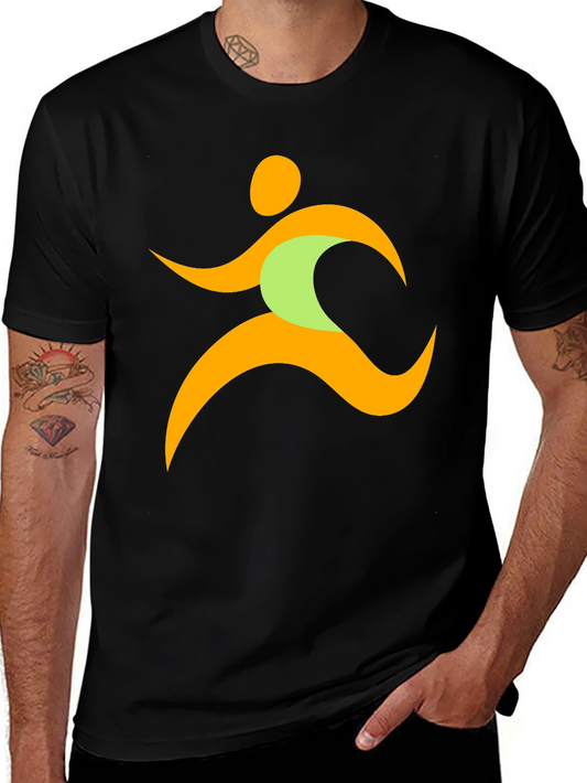 Running Man Graphic Tee - Black Casual T-Shirt