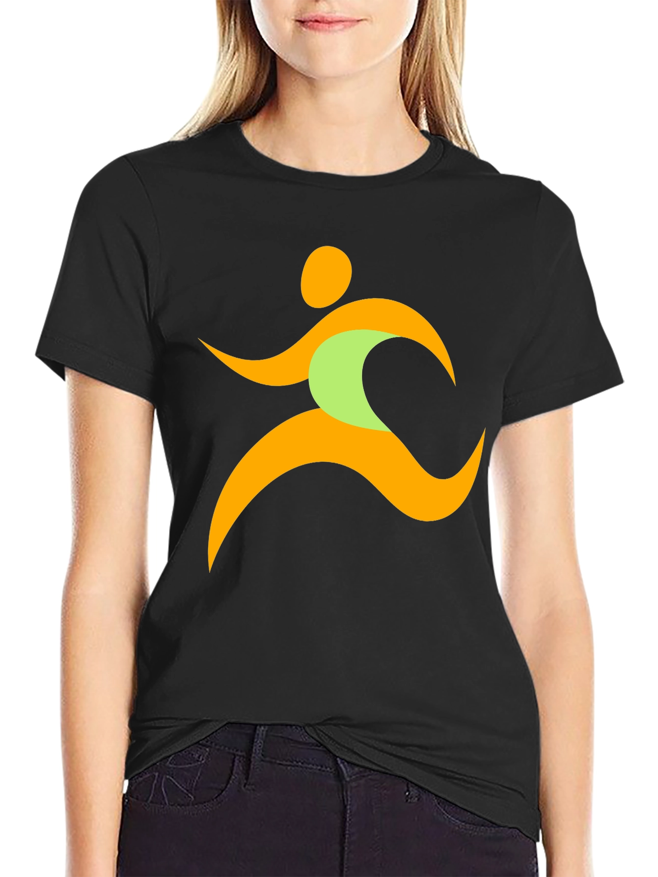 Running Man Graphic Tee - Black Casual T-Shirt