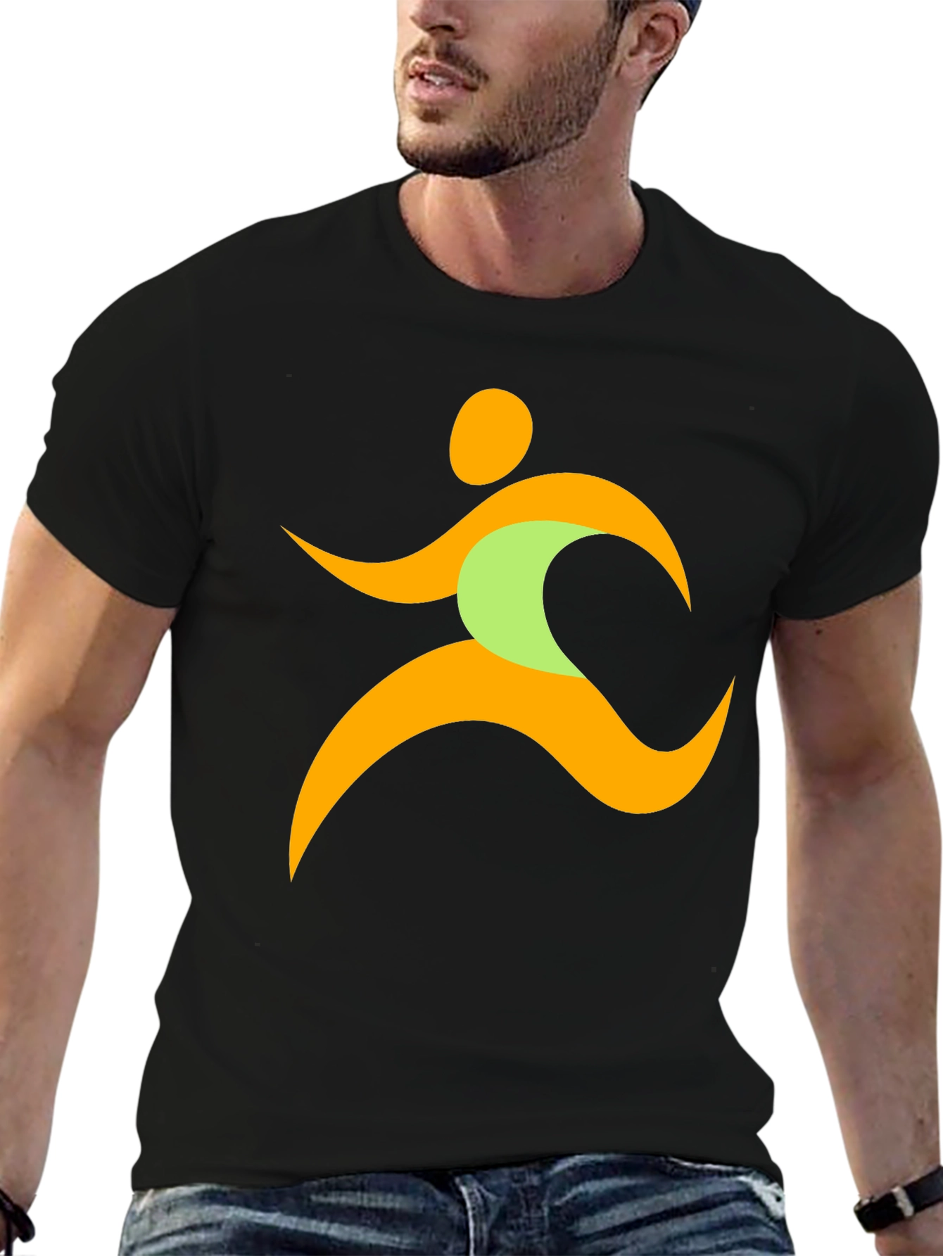 Running Man Graphic Tee - Black Casual T-Shirt