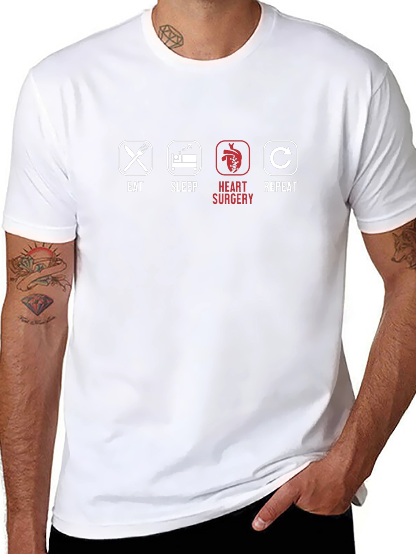 Eat Sleep Heart Surgery Repeat Black T-Shirt