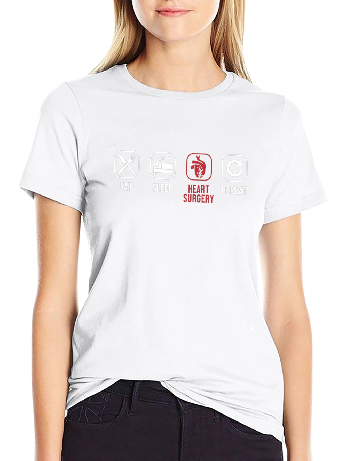 Eat Sleep Heart Surgery Repeat Black T-Shirt