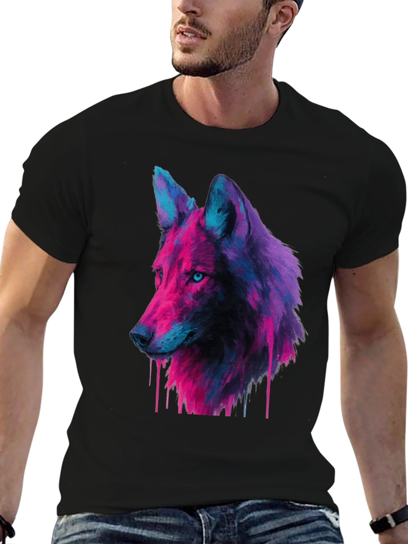 Neon Wolf Graphic Tee - Unique Streetwear Style