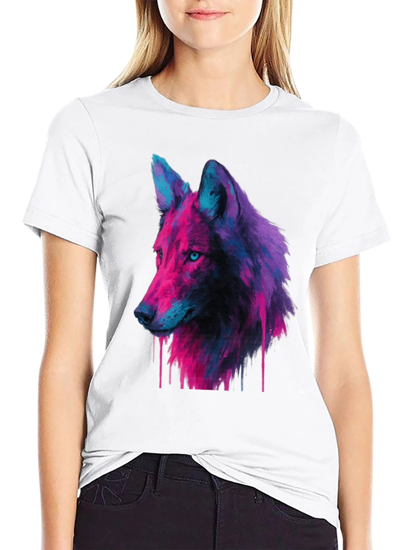 Neon Wolf Graphic Tee - Unique Streetwear Style