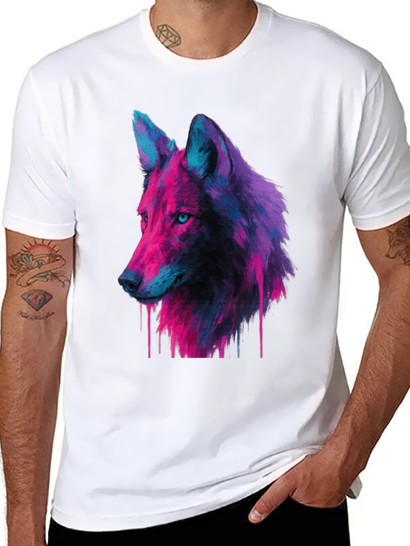 Neon Wolf Graphic Tee - Unique Streetwear Style