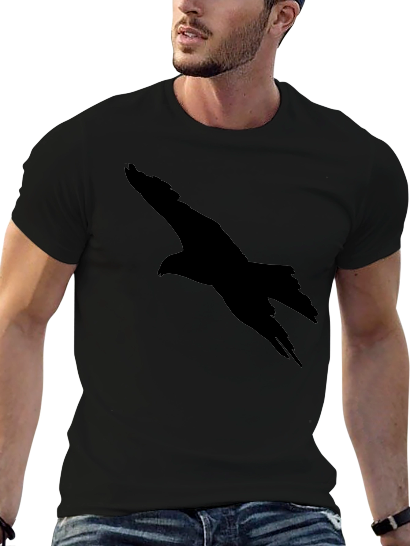Mens Black Eagle Silhouette T-Shirt