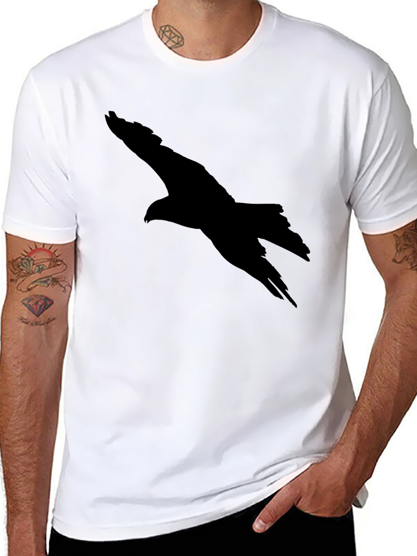 Mens Black Eagle Silhouette T-Shirt