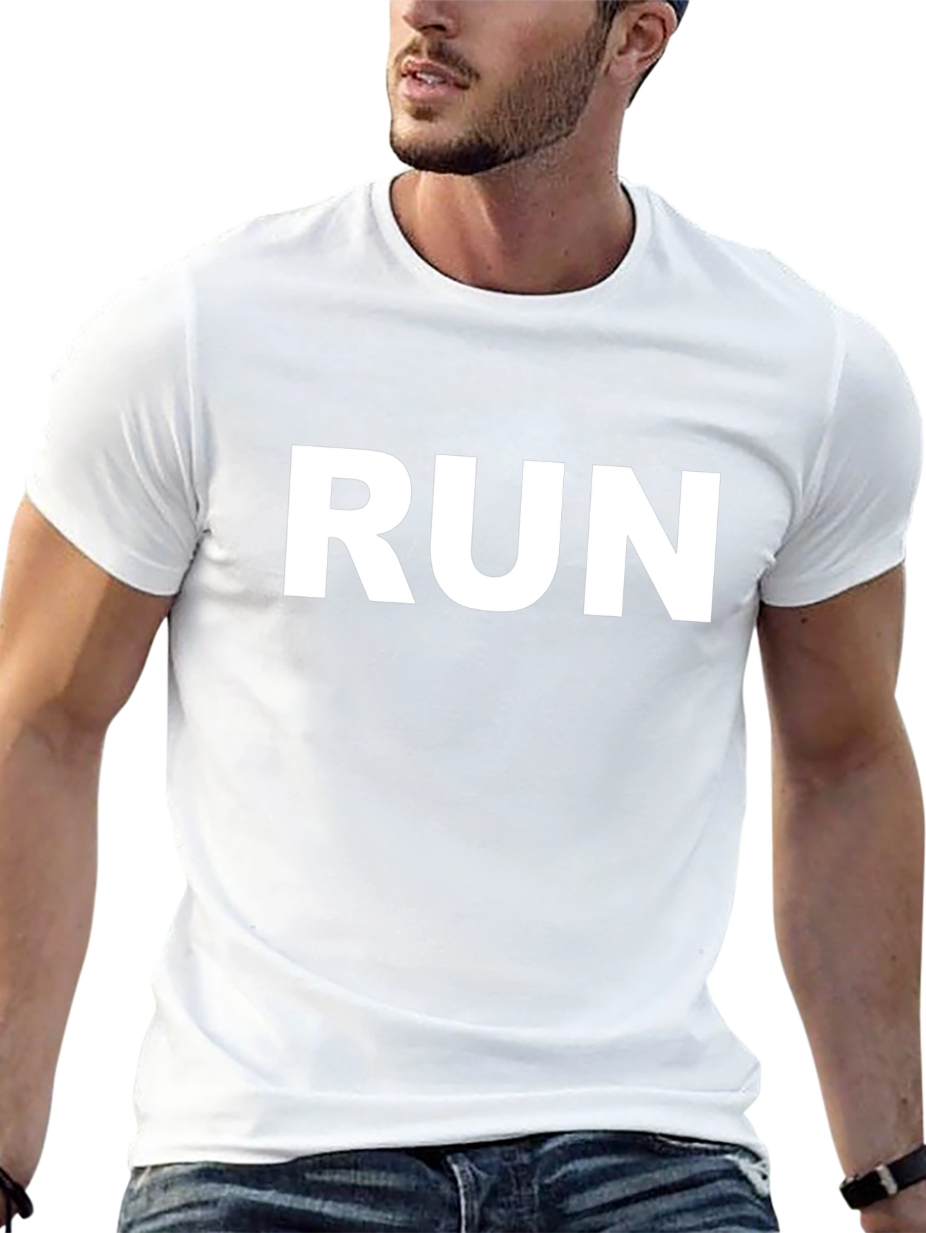 Run Graphic T-Shirt - Black Simple Design