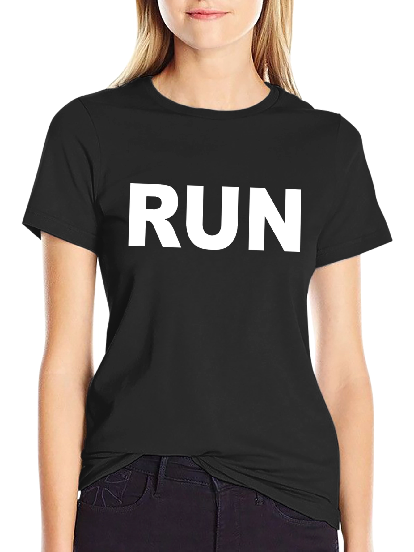 Run Graphic T-Shirt - Black Simple Design