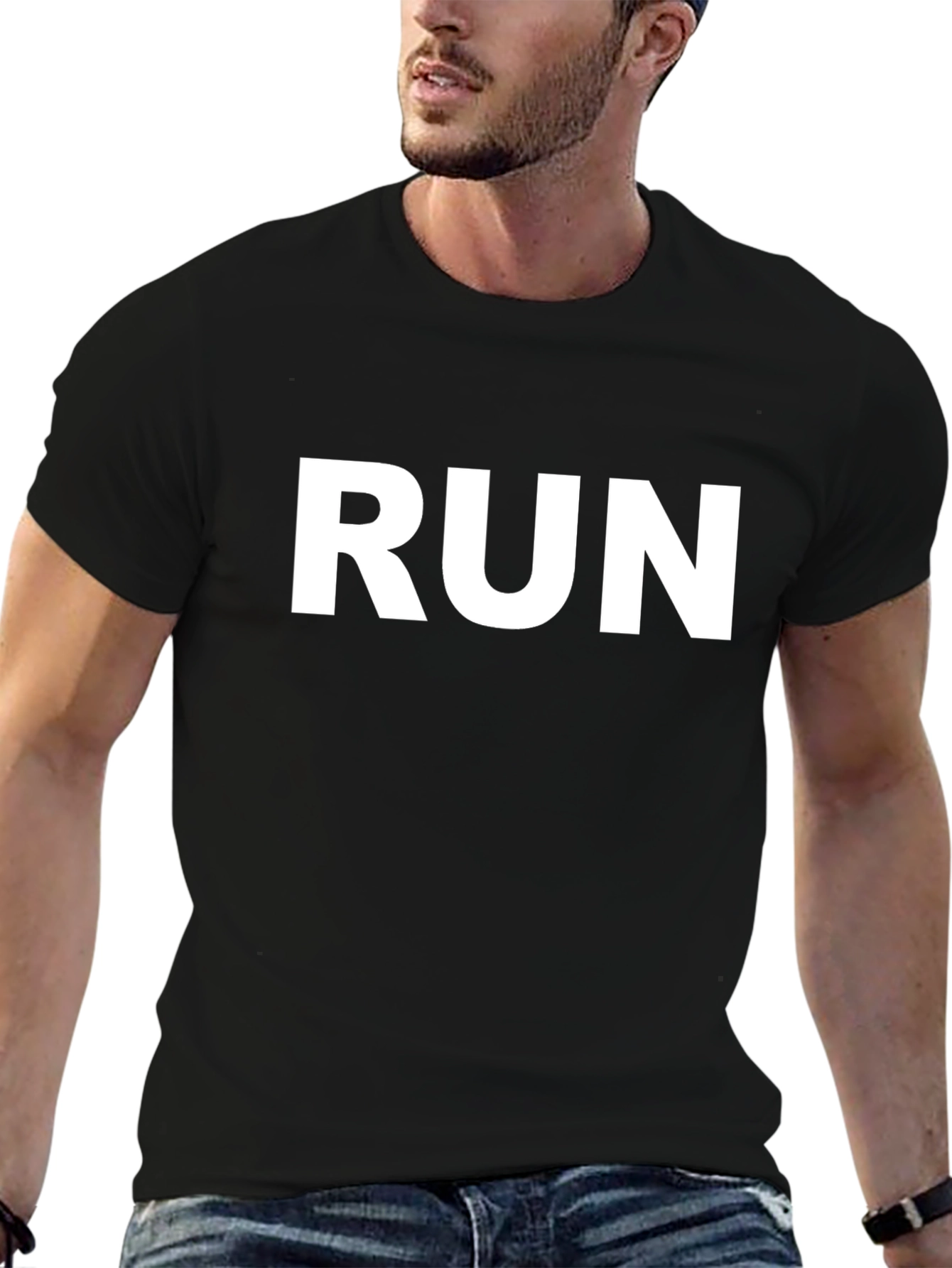 Run Graphic T-Shirt - Black Simple Design