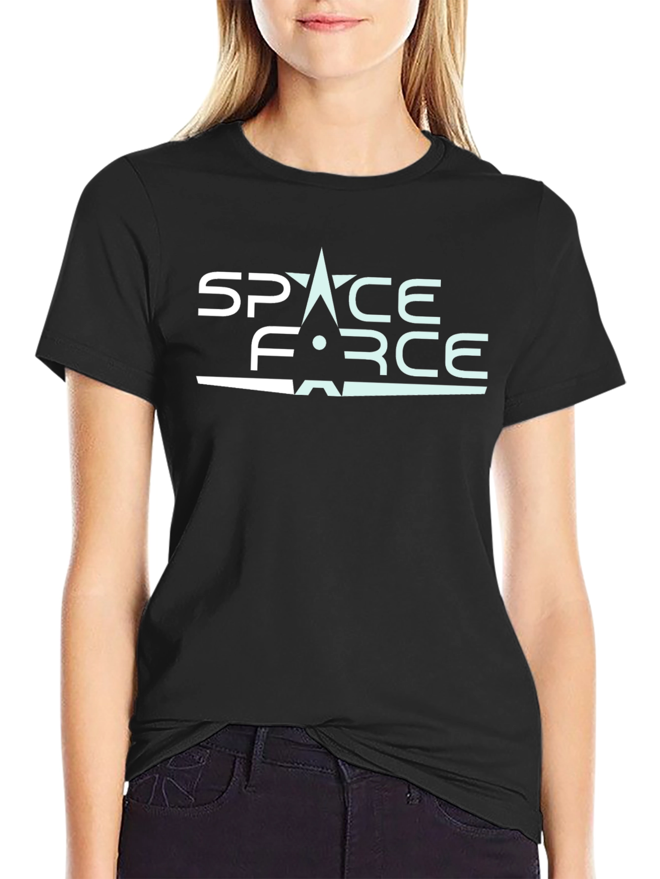 Space Force Graphic T-Shirt - Black Cotton Blend