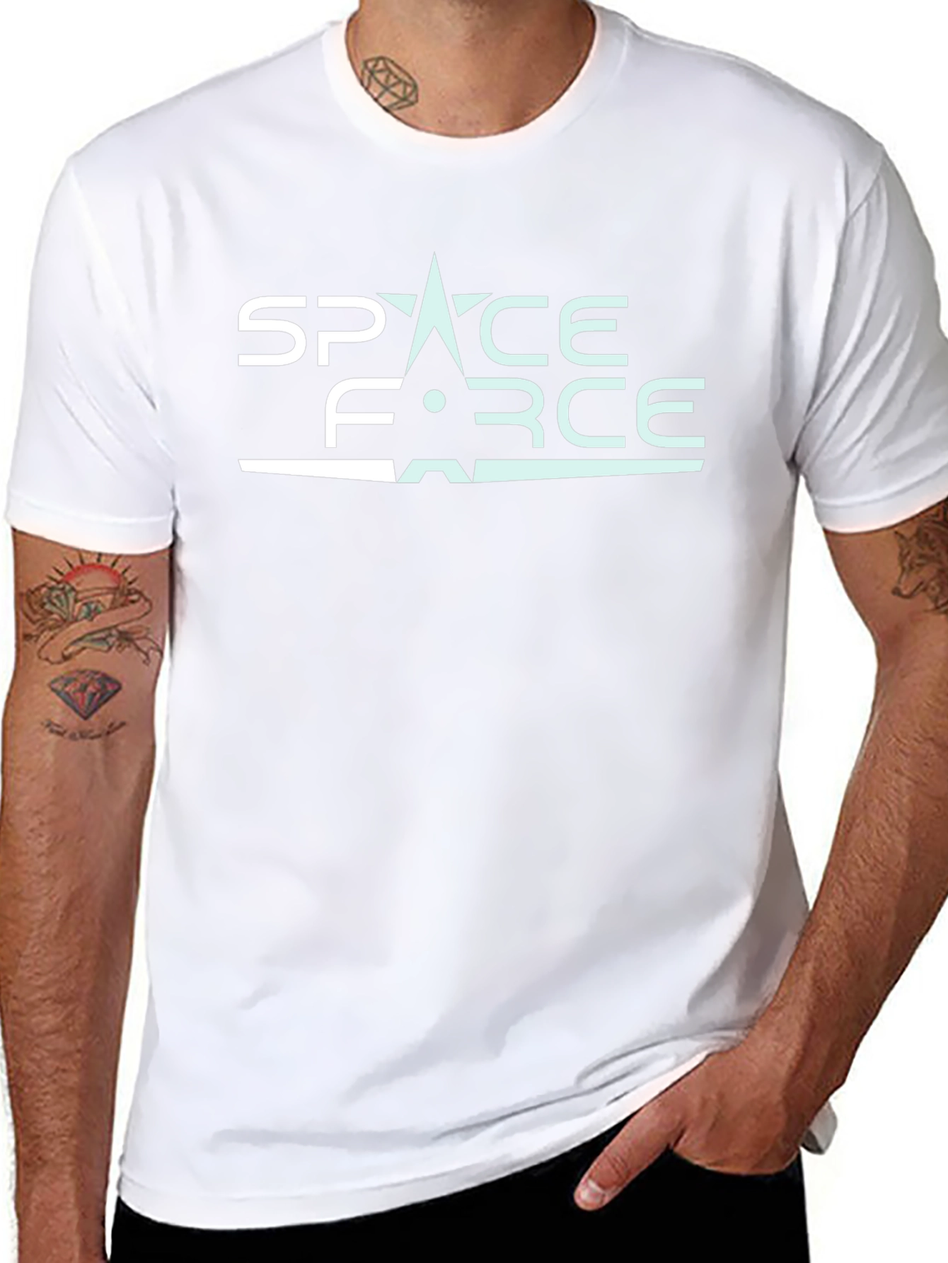 Space Force Graphic T-Shirt - Black Cotton Blend