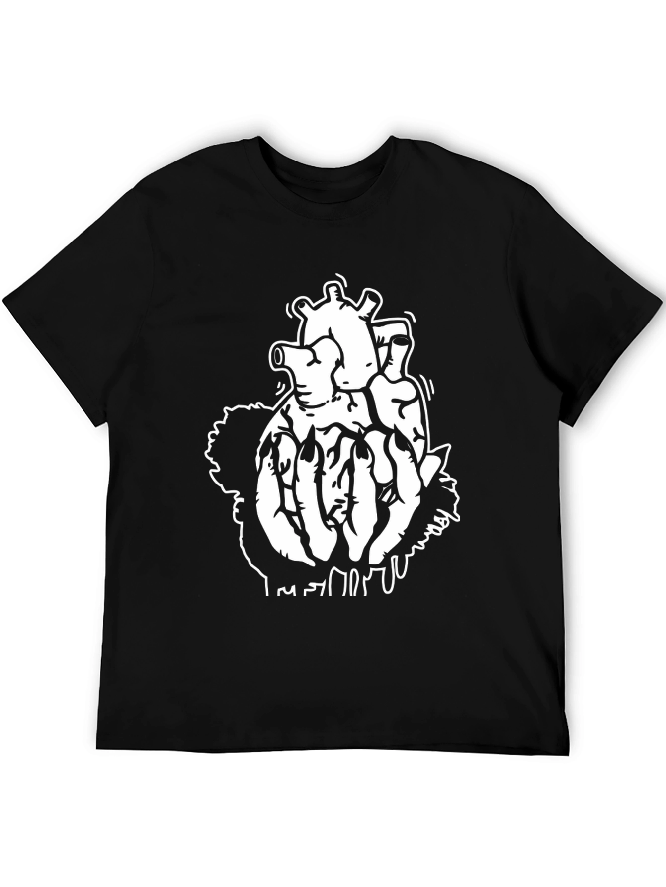 Black T-Shirt with Anatomical Heart Design