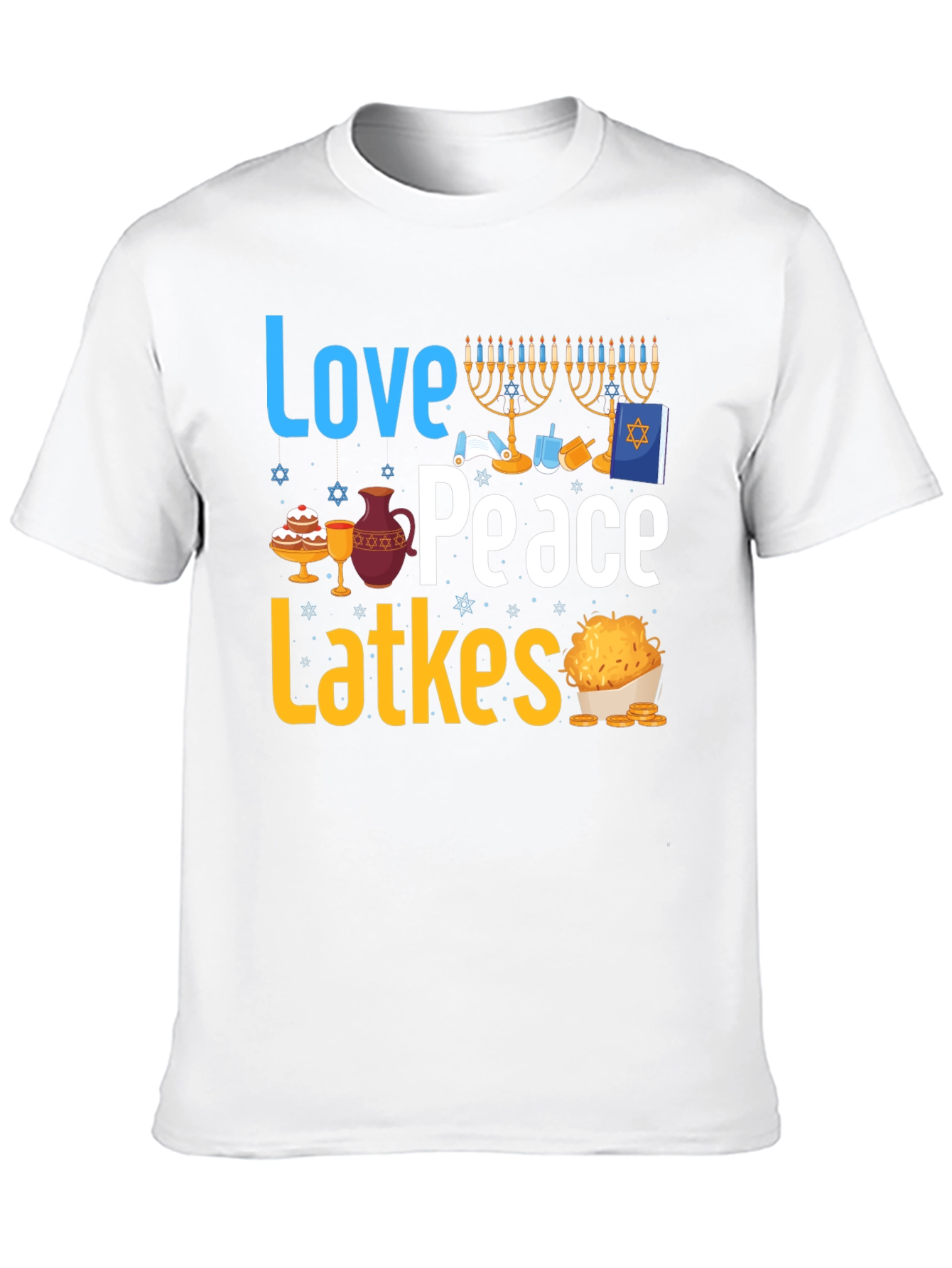 Love Peace Latkes T-Shirt - Hanukkah Holiday Tee