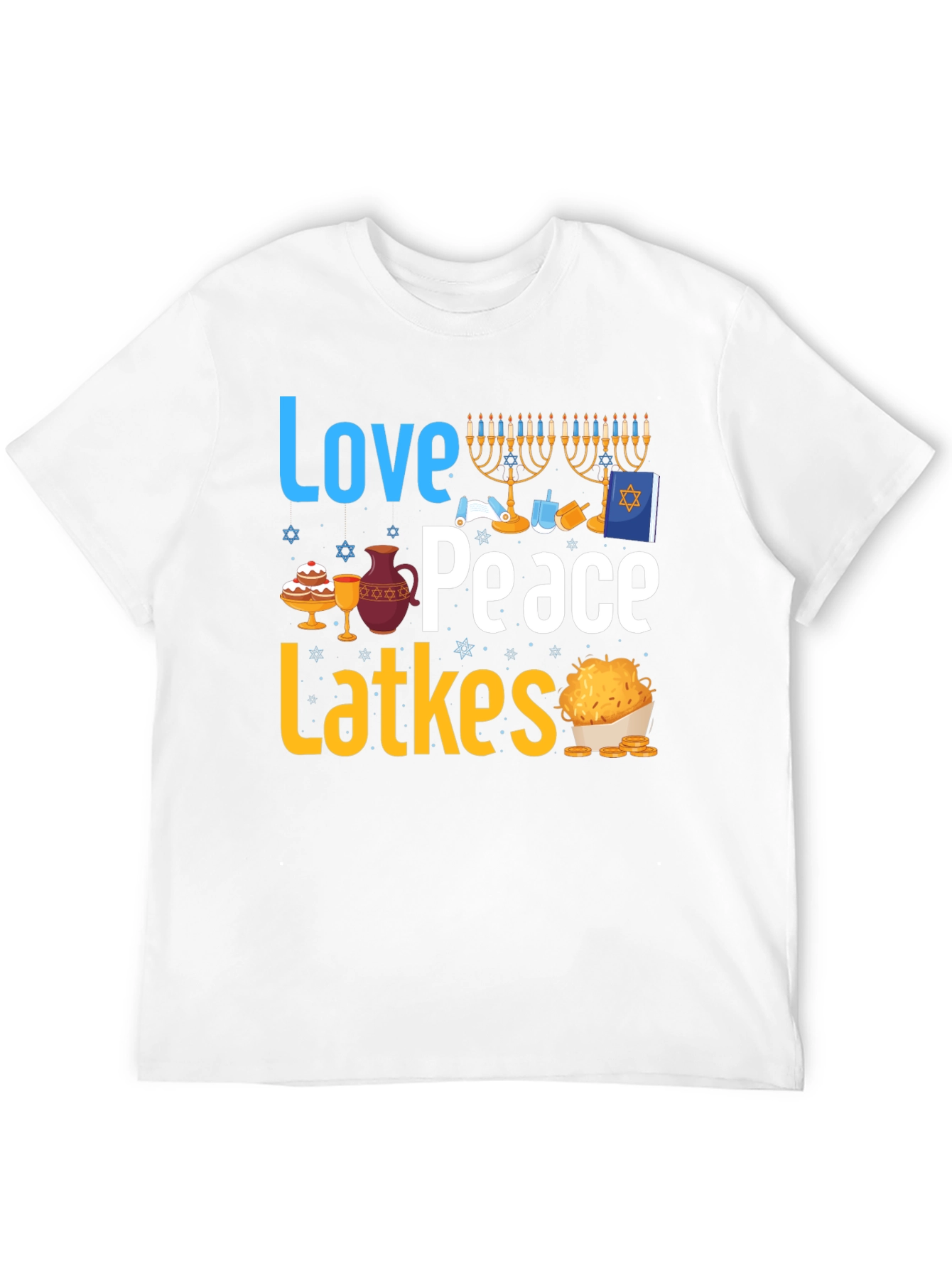 Love Peace Latkes T-Shirt - Hanukkah Holiday Tee