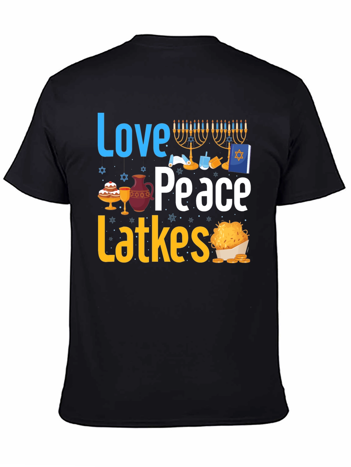 Love Peace Latkes T-Shirt - Hanukkah Holiday Tee