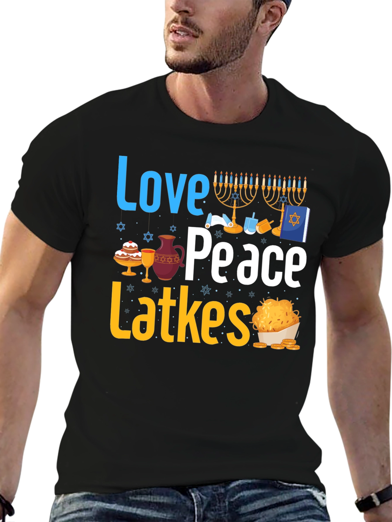 Love Peace Latkes T-Shirt - Hanukkah Holiday Tee