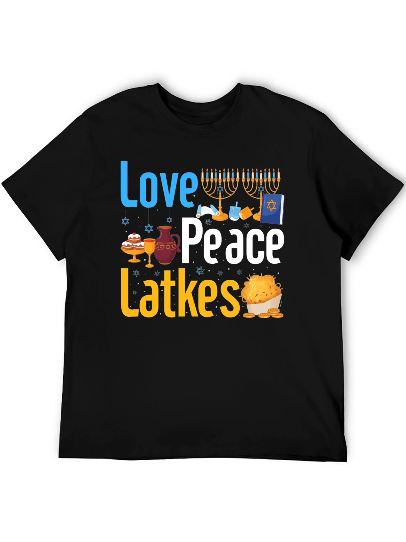 Love Peace Latkes T-Shirt - Hanukkah Holiday Tee