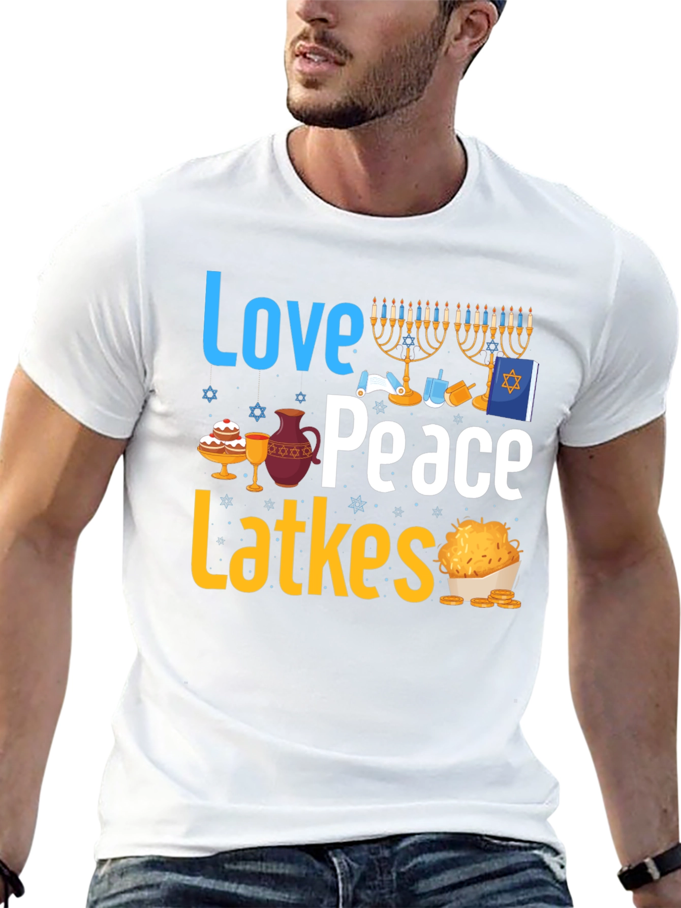 Love Peace Latkes T-Shirt - Hanukkah Holiday Tee
