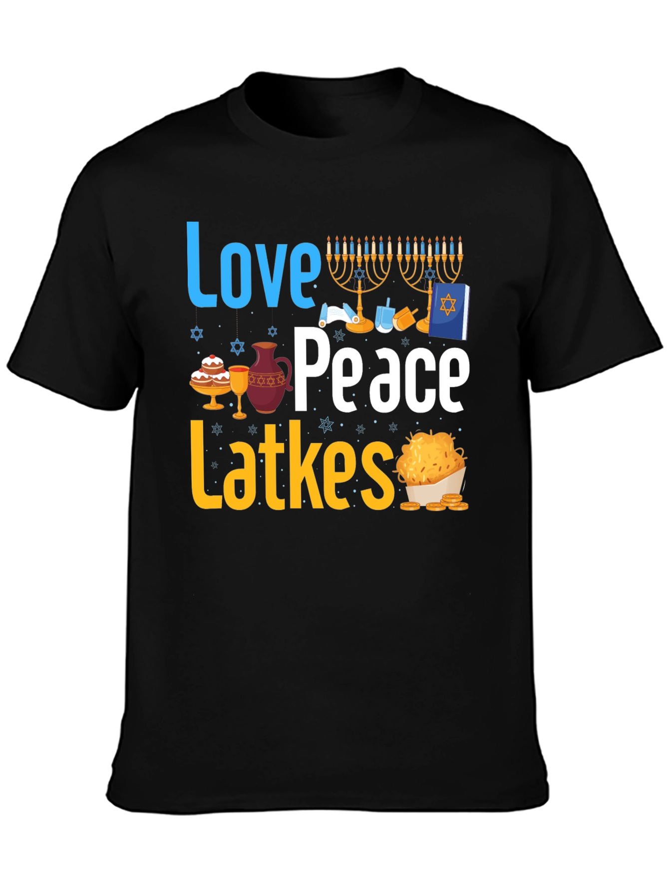 Love Peace Latkes T-Shirt - Hanukkah Holiday Tee