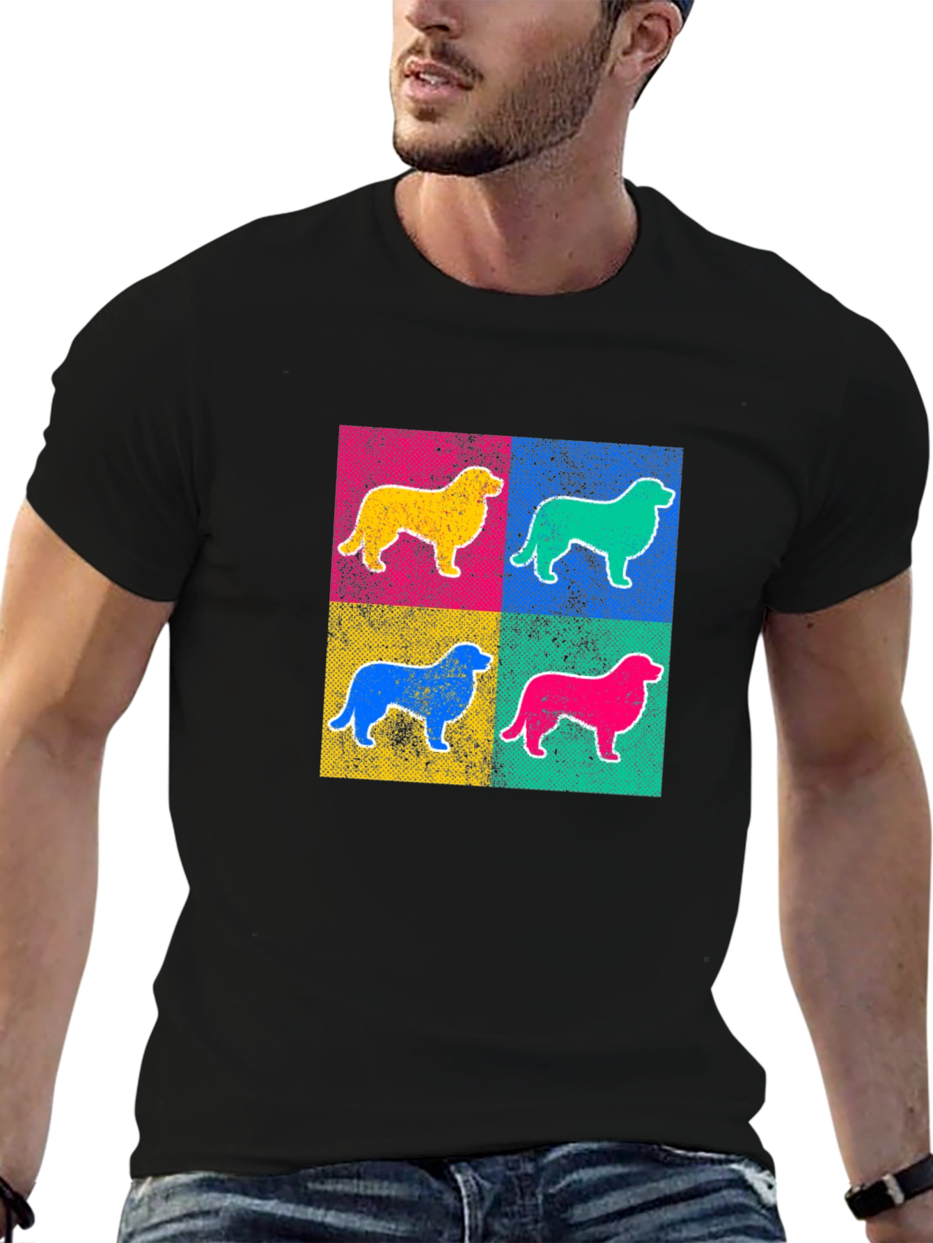 Pop Art Dog Graphic Tee - Black
