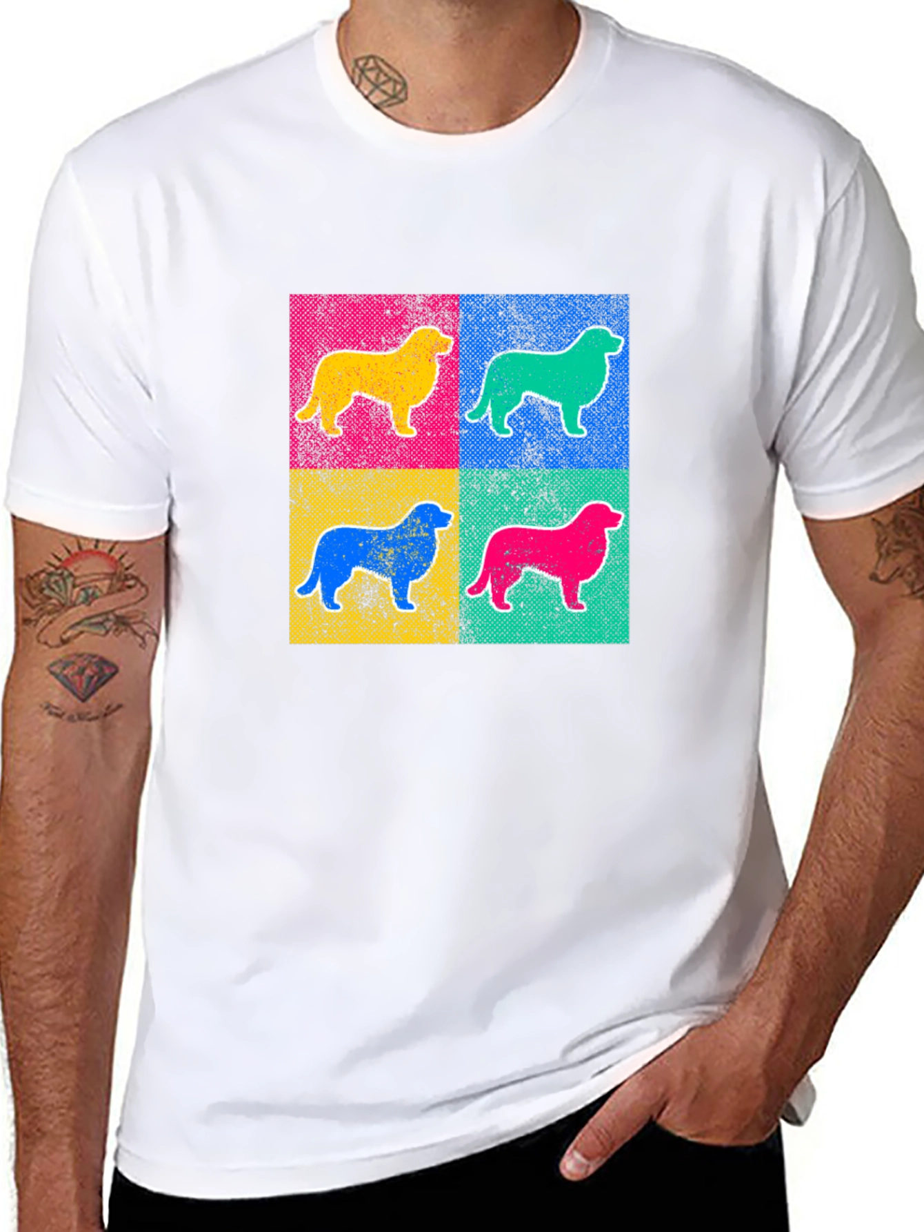 Pop Art Dog Graphic Tee - Black