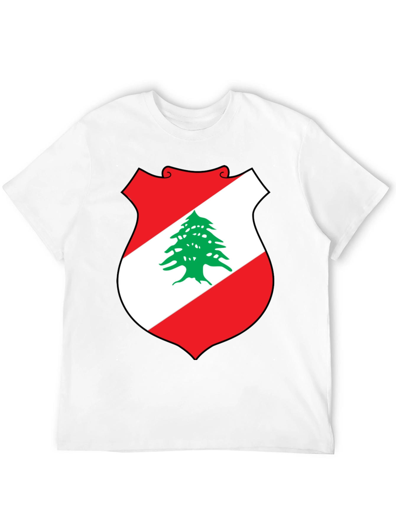 Lebanon Flag Shield Graphic T-Shirt - Black