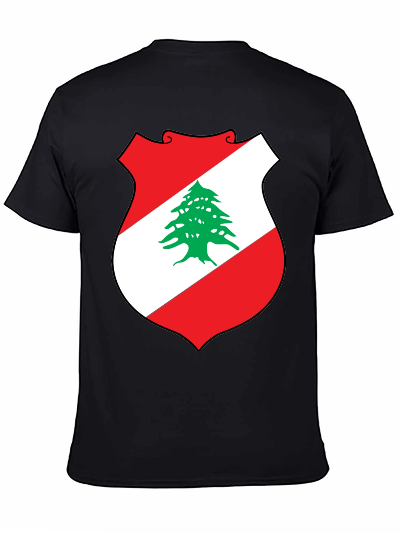 Lebanon Flag Shield Graphic T-Shirt - Black