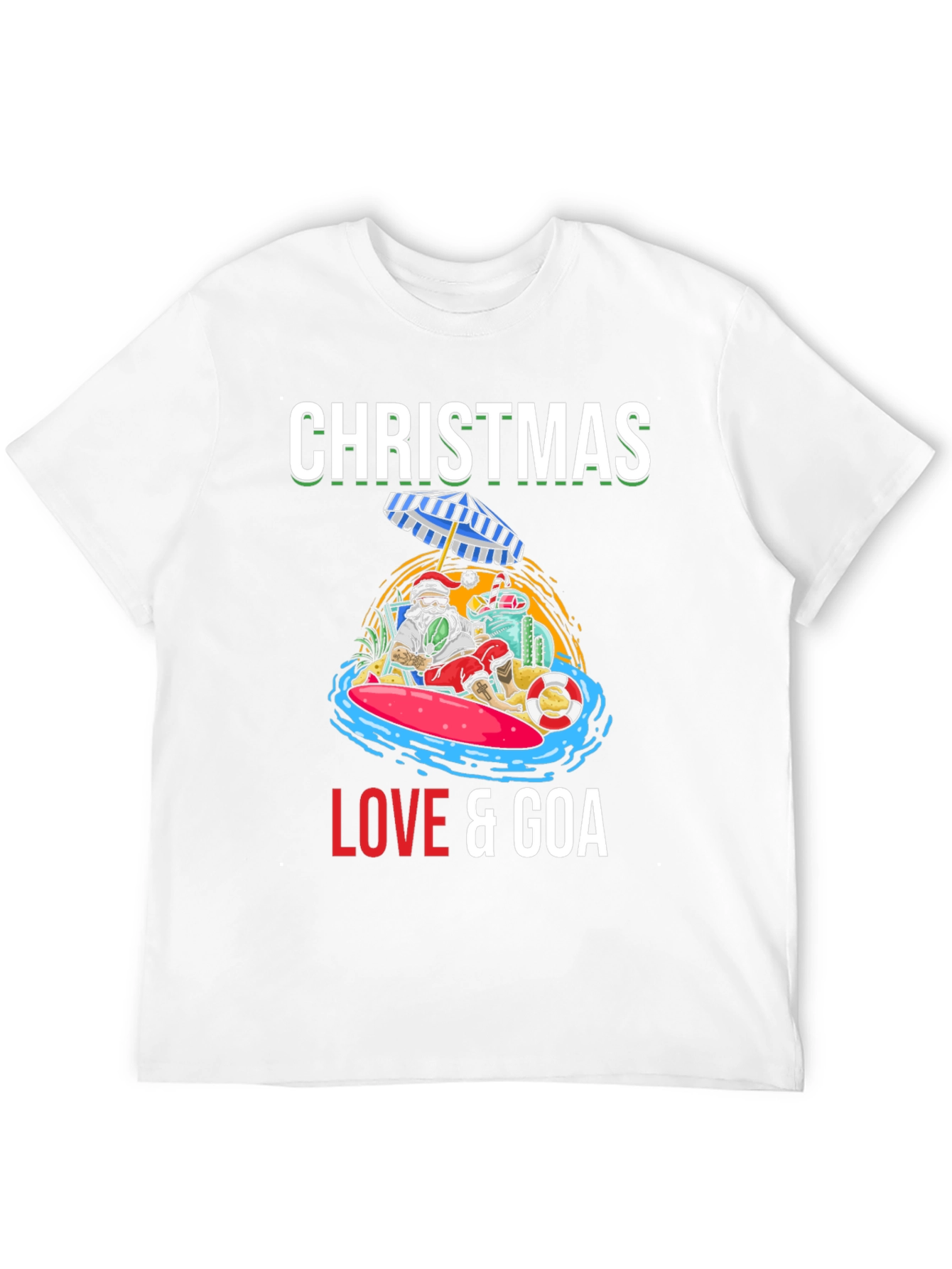 Christmas Love & Goa T-Shirt Holiday Beach Santa Tee